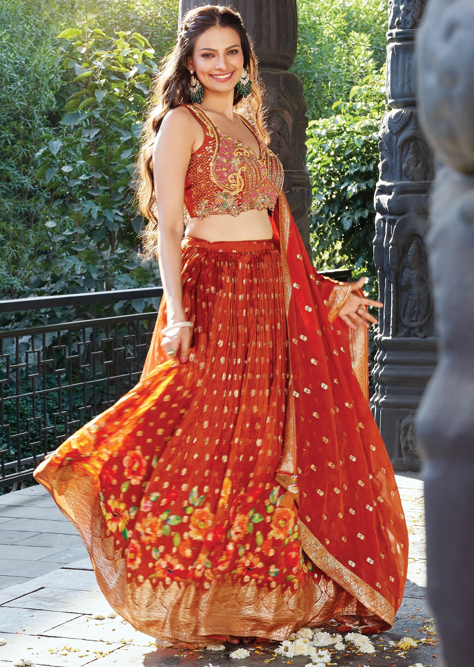 Rust orange lehenga