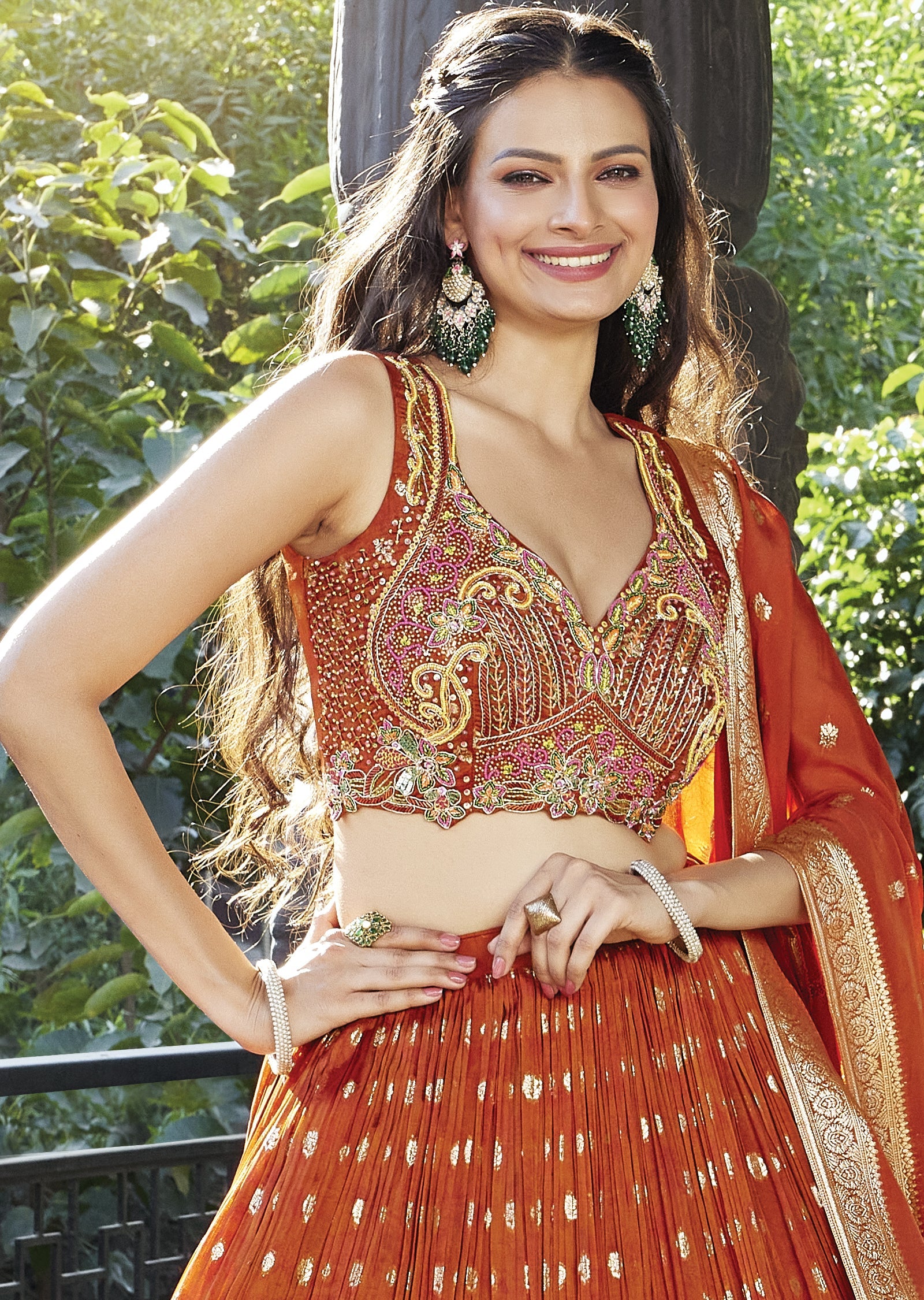 Rust orange lehenga