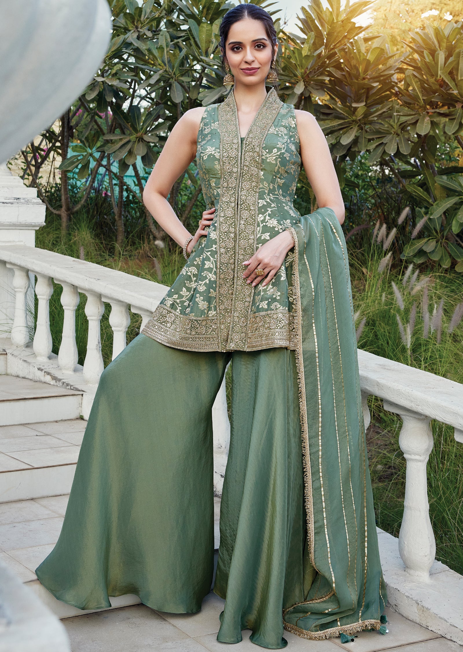 Dusty Green Sharara Set