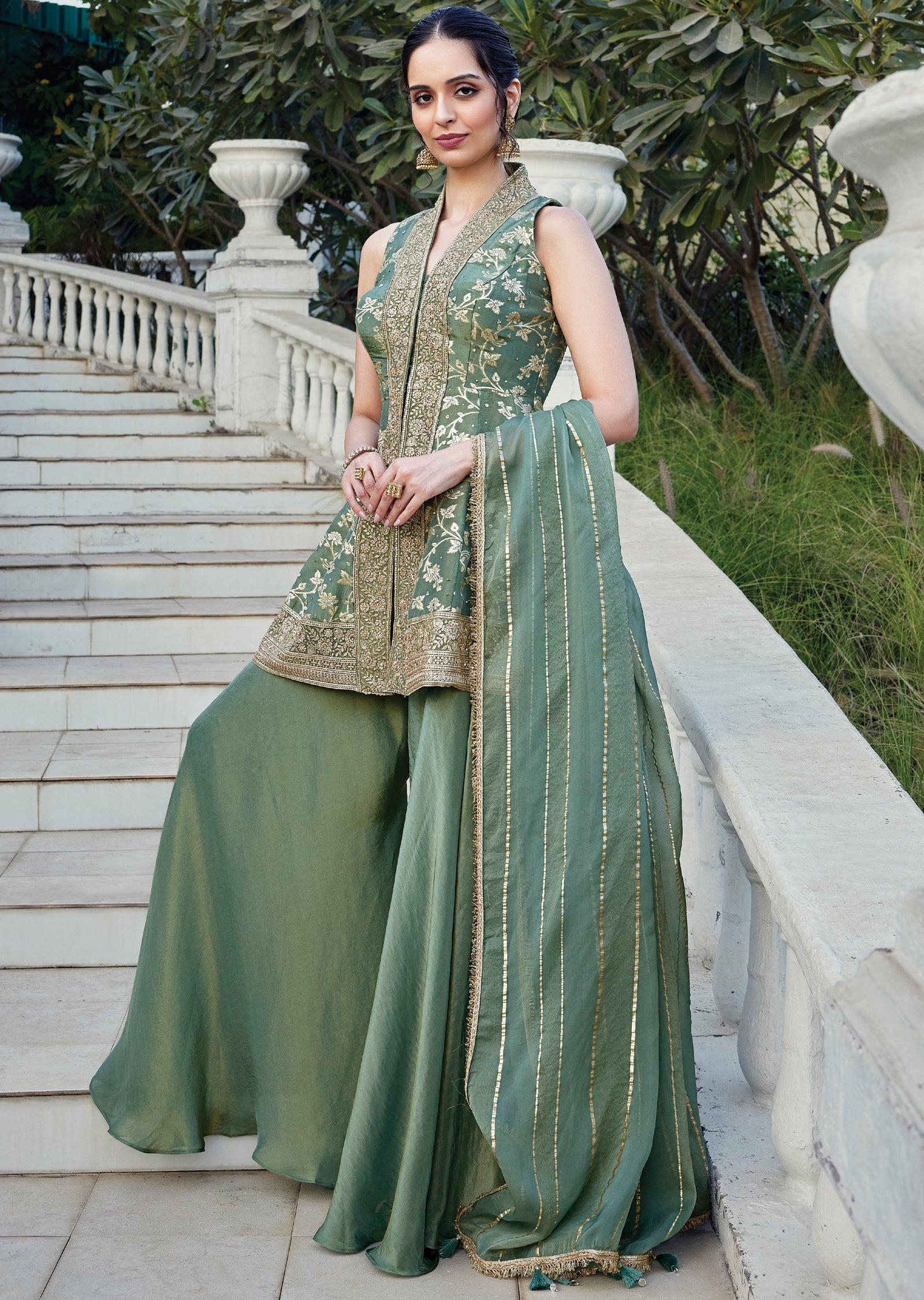 Dusty Green Sharara Set