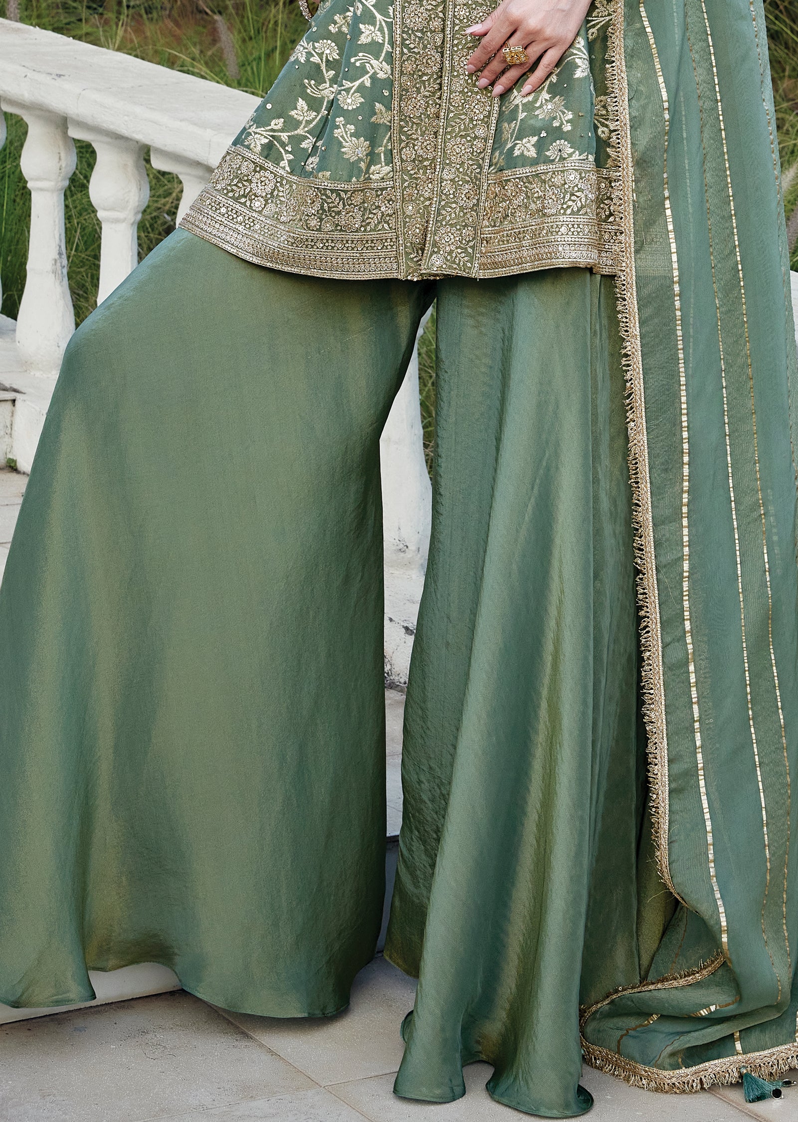 Dusty Green Sharara Set