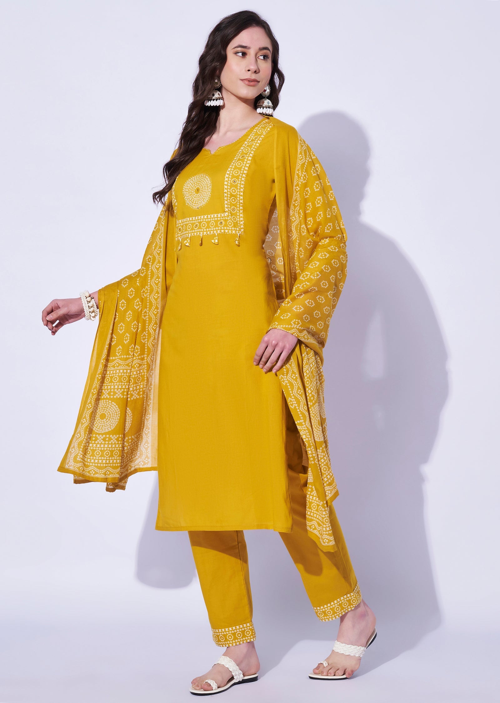 Yellow Cotton Straight Cut Set