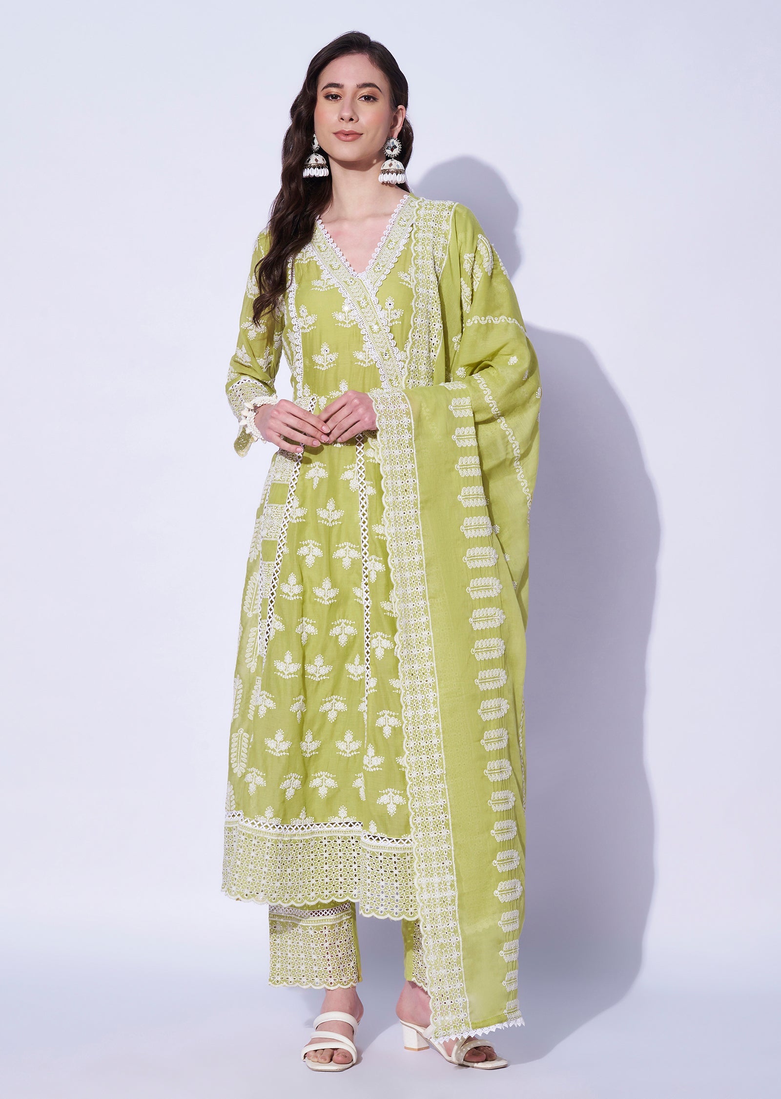 Light Green Cotton Anarkali