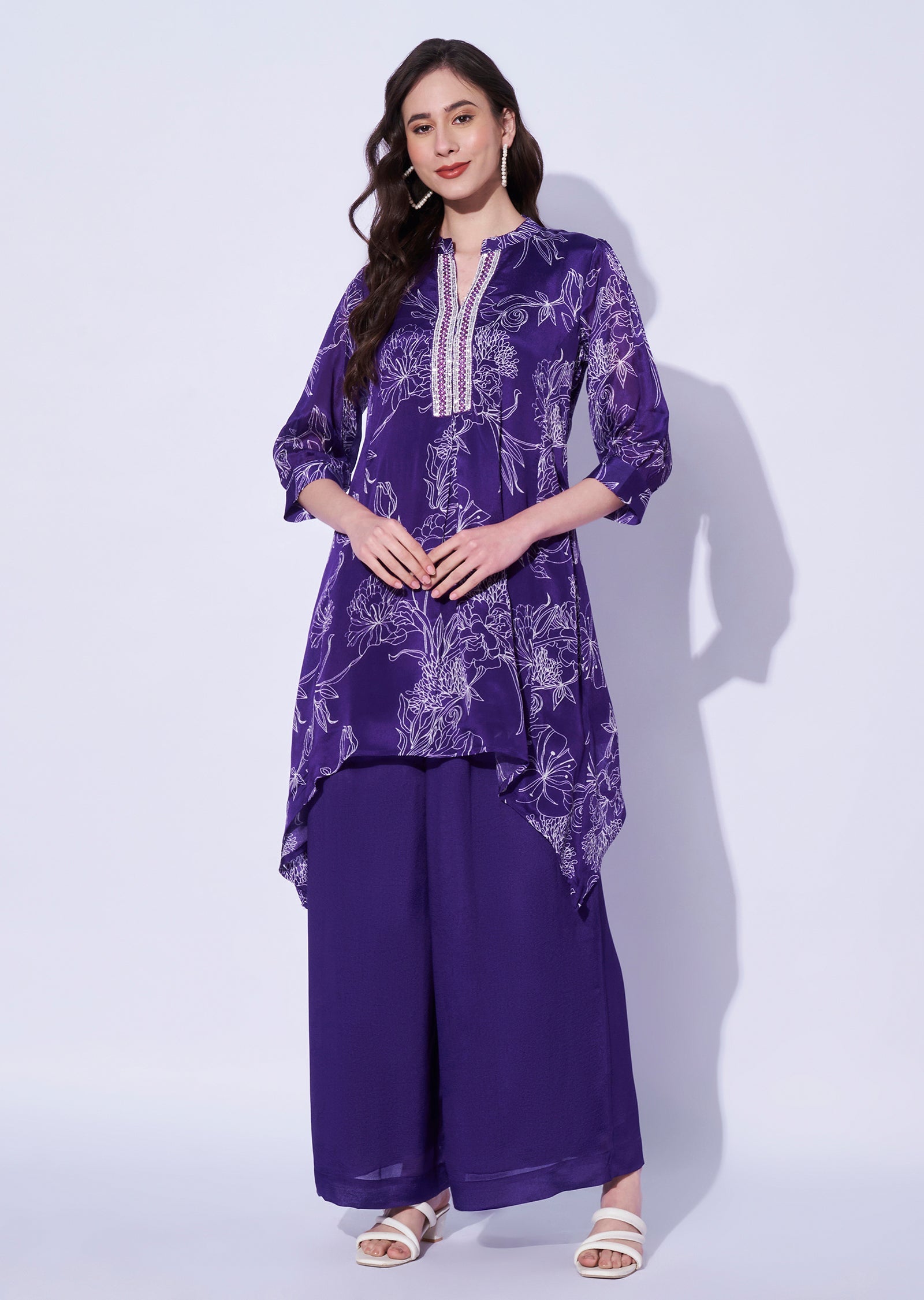 Purple Chinnon Sharara Set