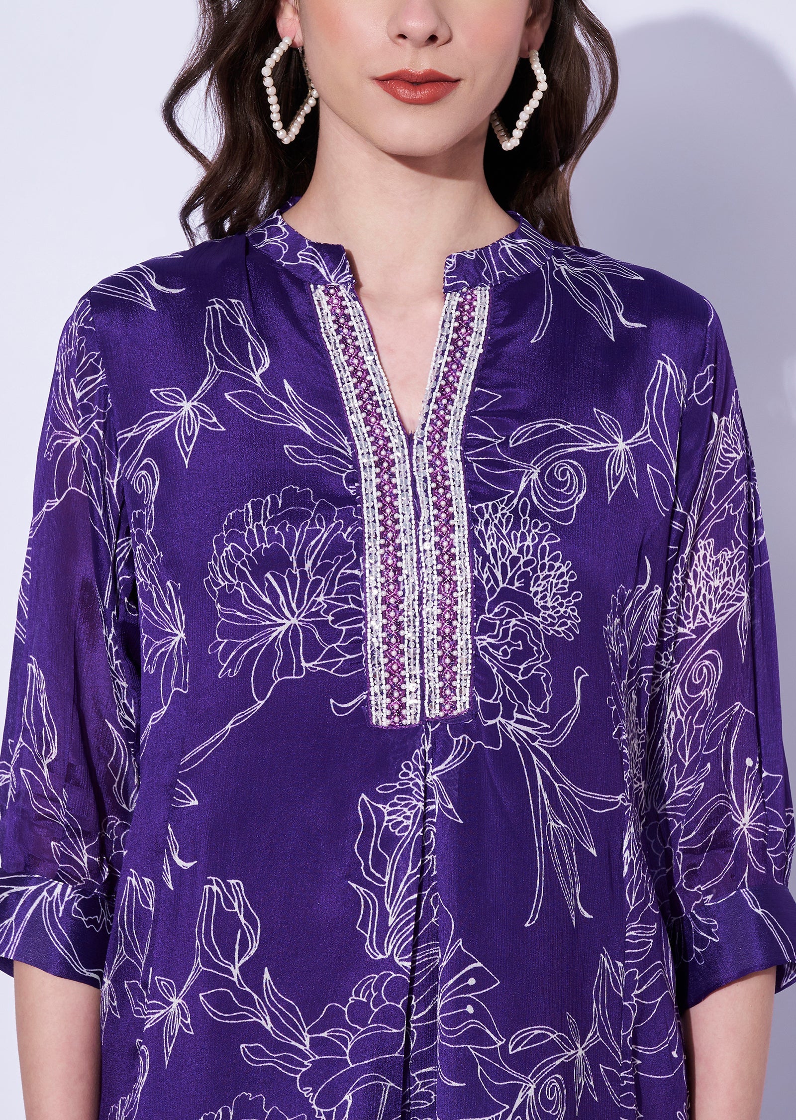 Purple Chinnon Sharara Set