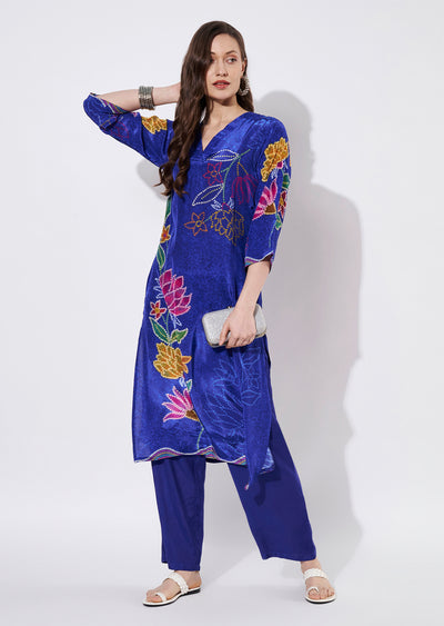 Ink Blue Crepe Straight cut set