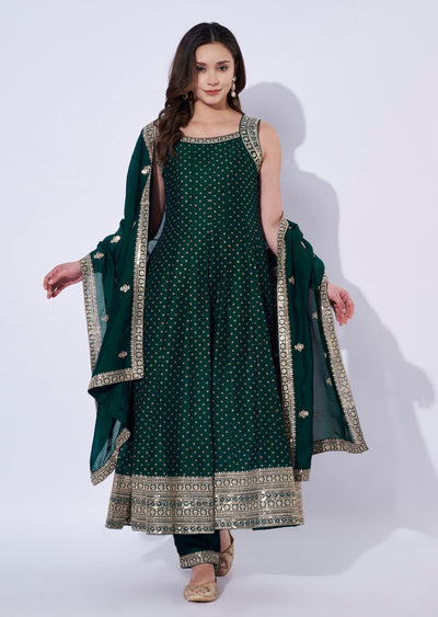 Green Silk Anarkali Set