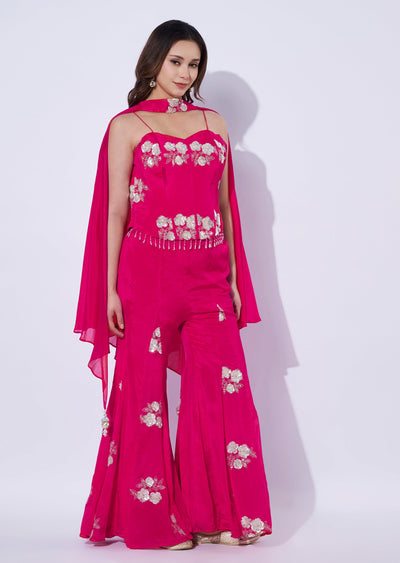 Pink Chinnon Indowestern Set