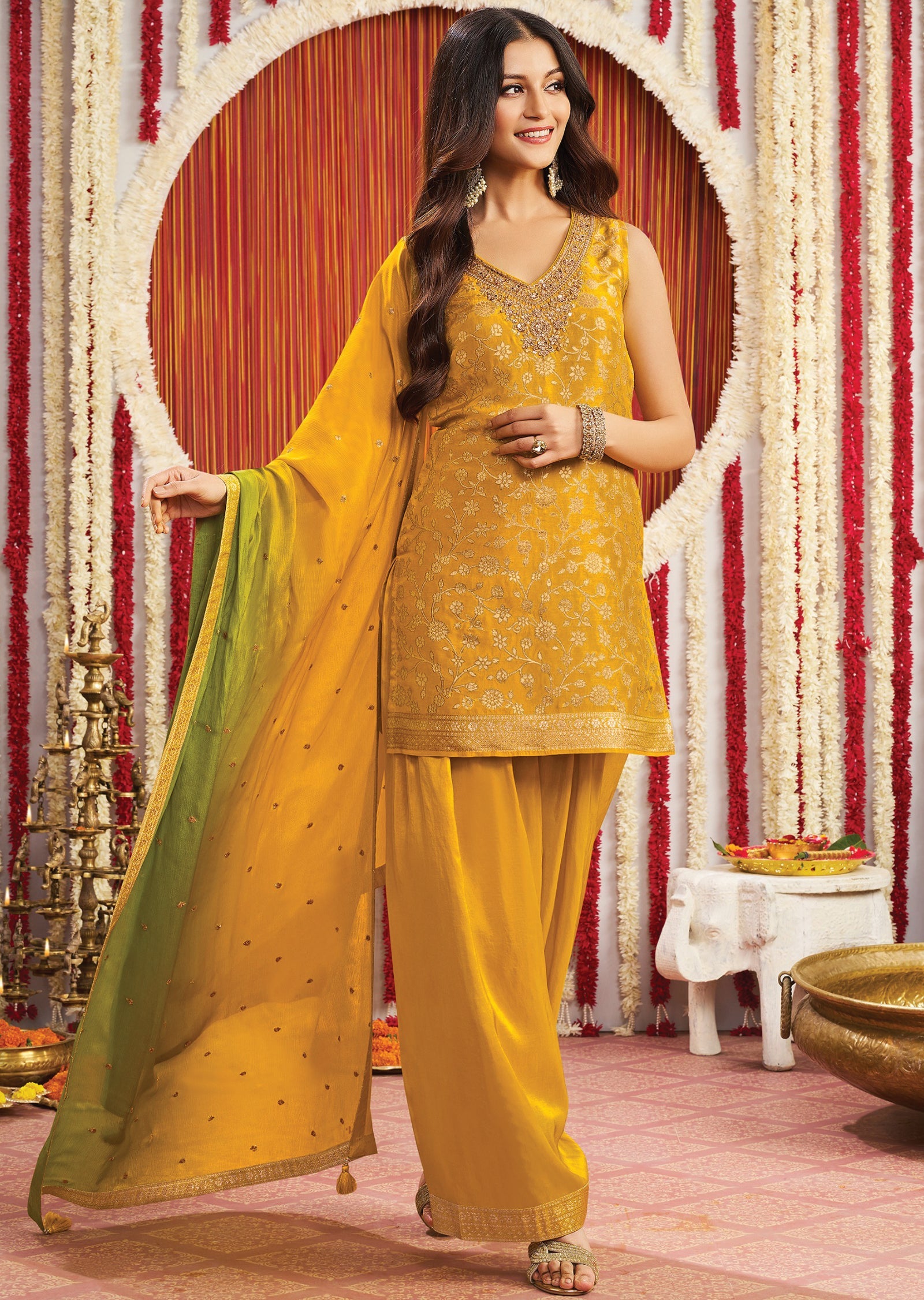 Mustard Silk Sharara