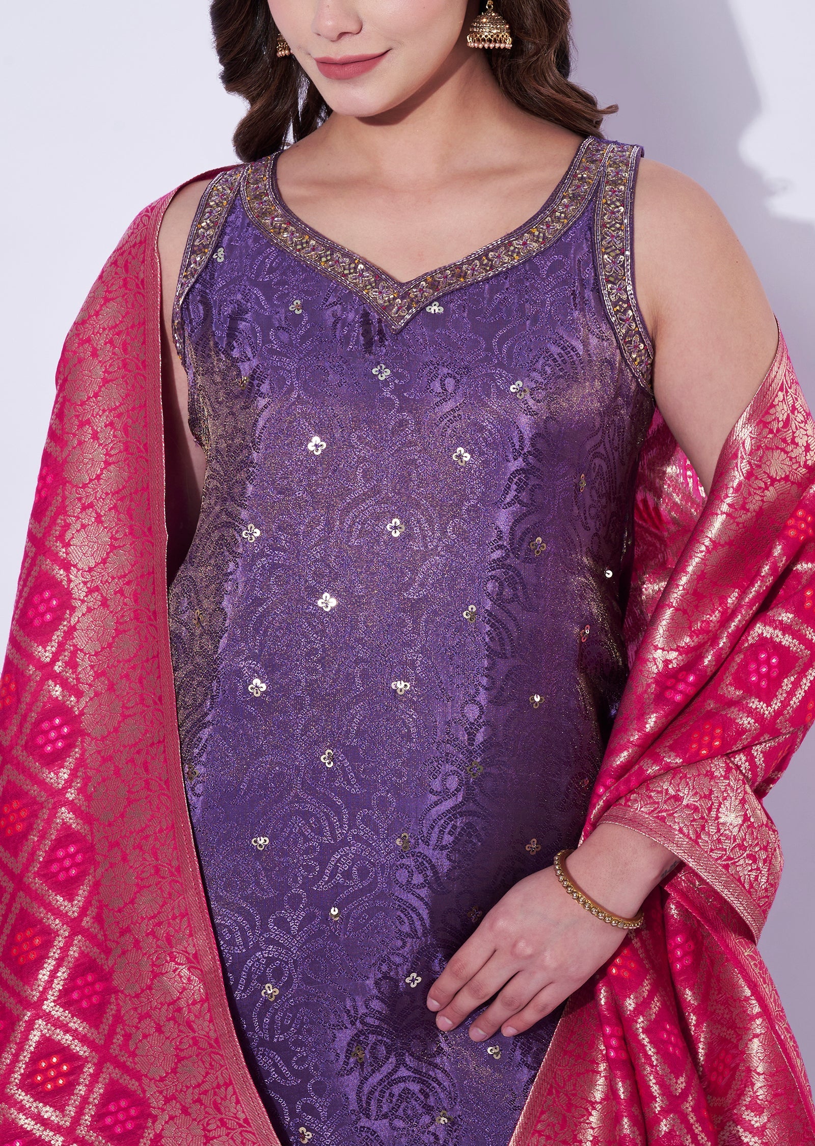 Lavender Chinnon Straight Cut Suit