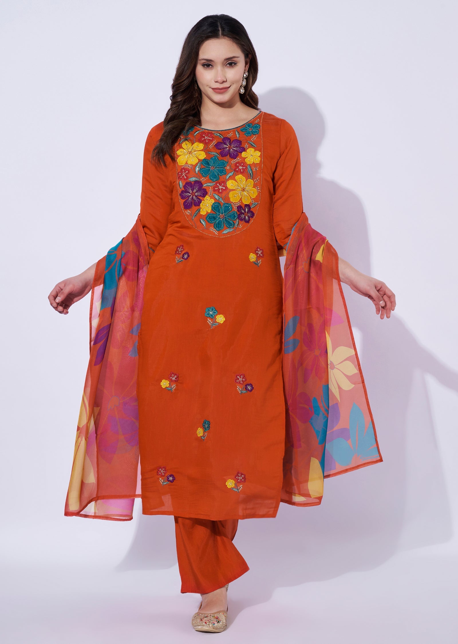 Rust Silk Straight Cut Suit