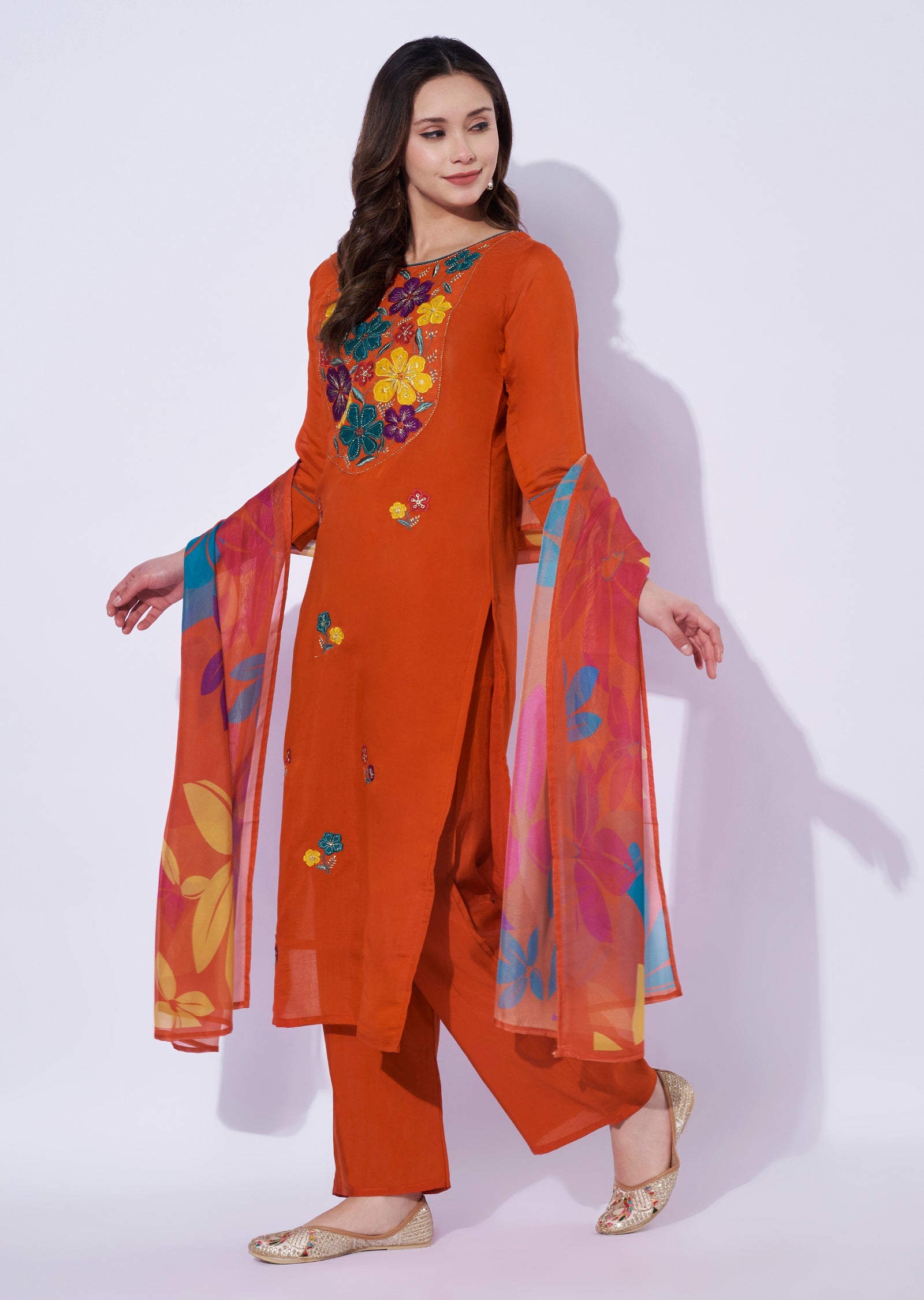 Rust Silk Straight Cut Suit