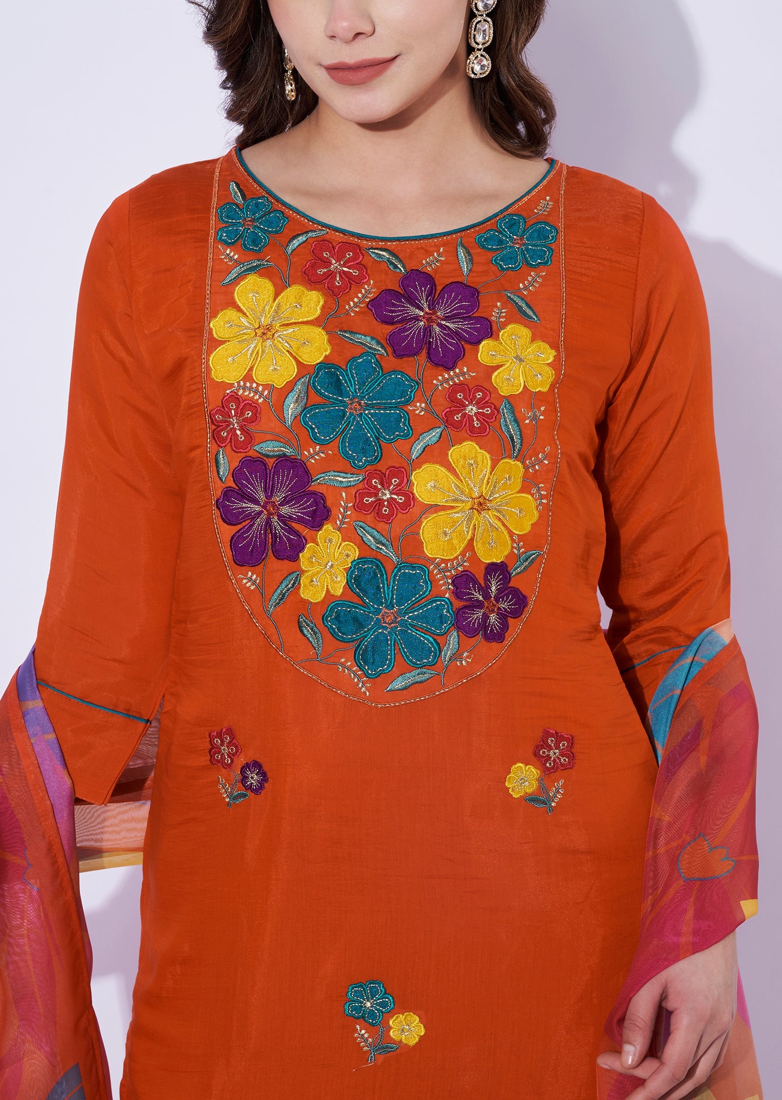 Rust Silk Straight Cut Suit