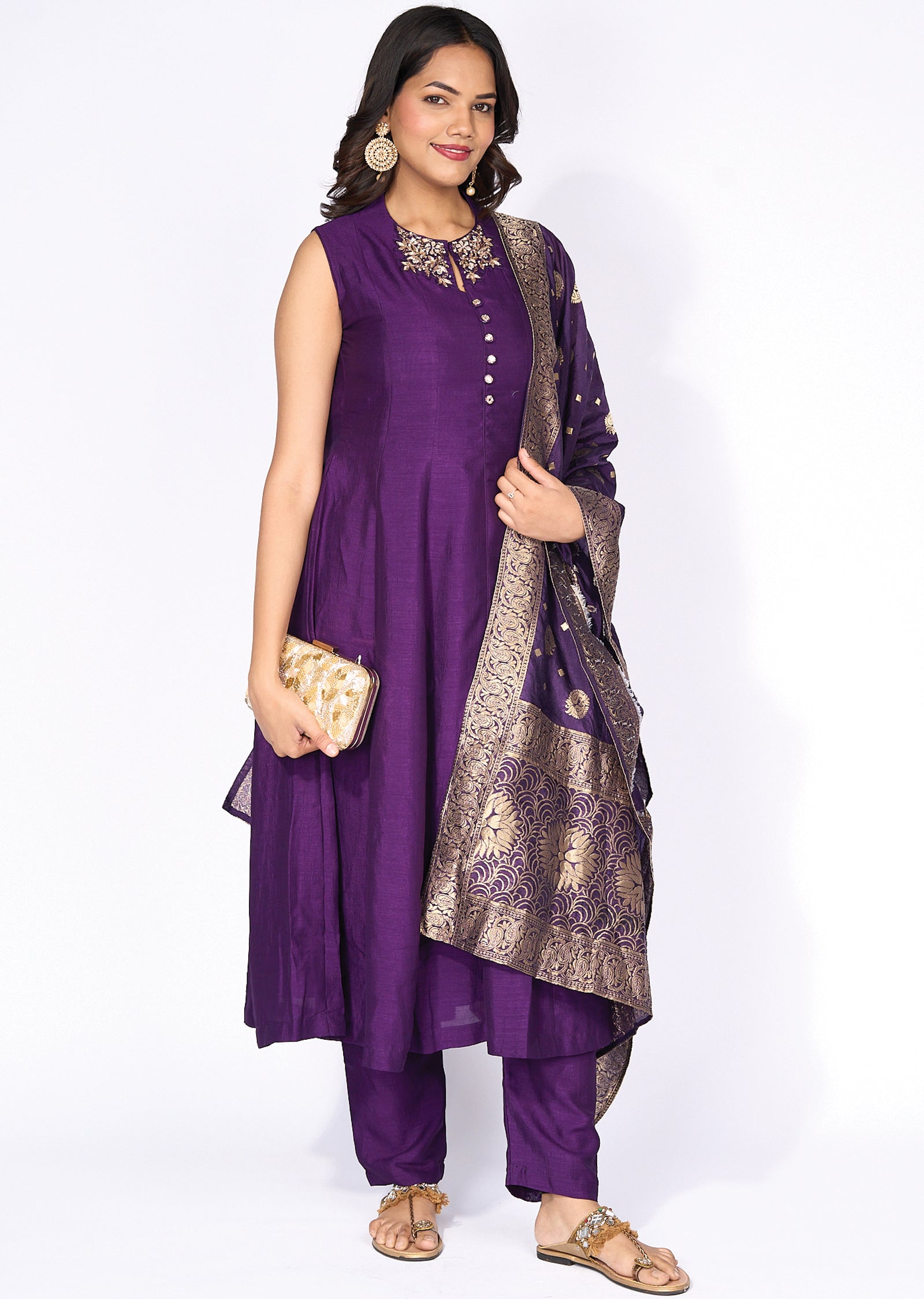 Purple Silk Anarkali