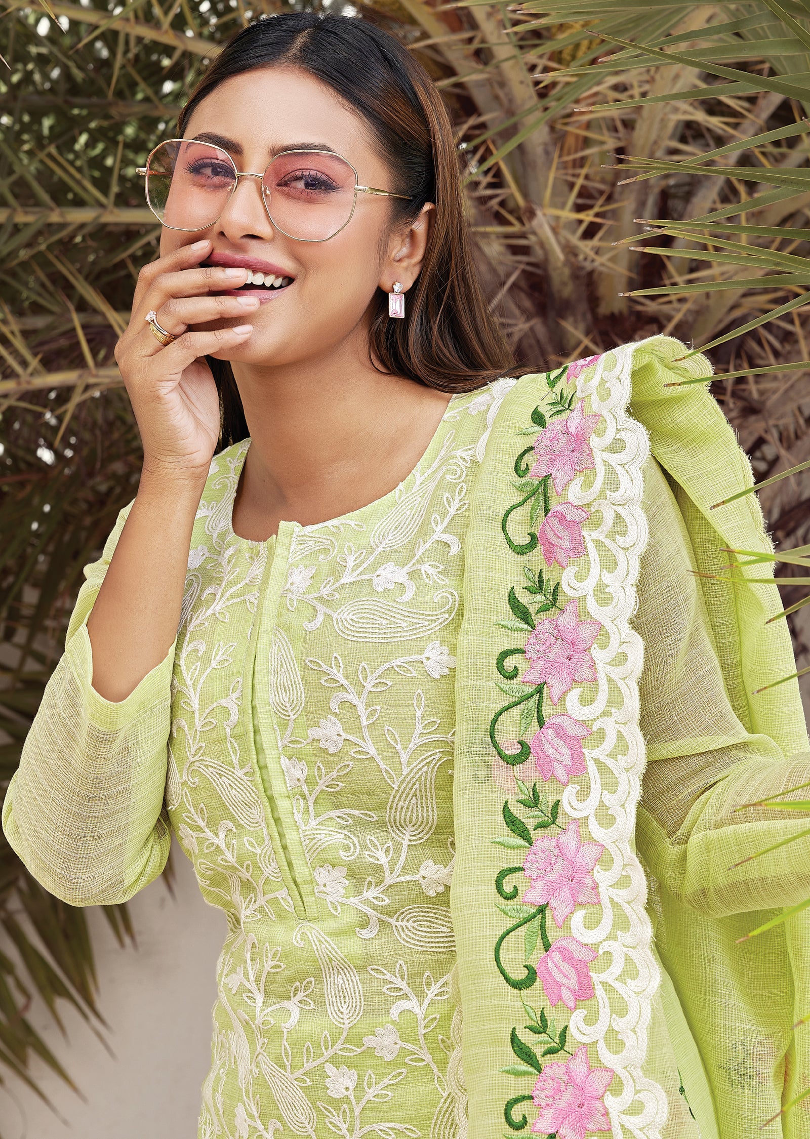 Green Straight cut kurti Set