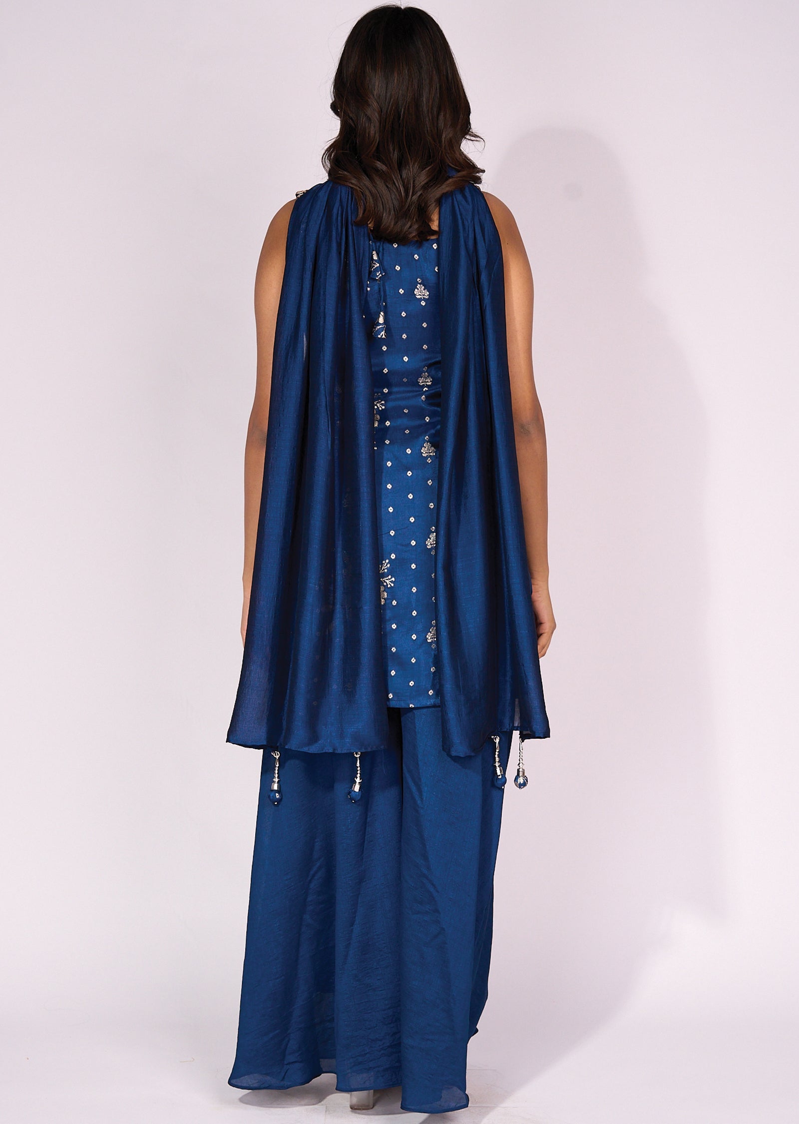 Blue Silk Sharara Set