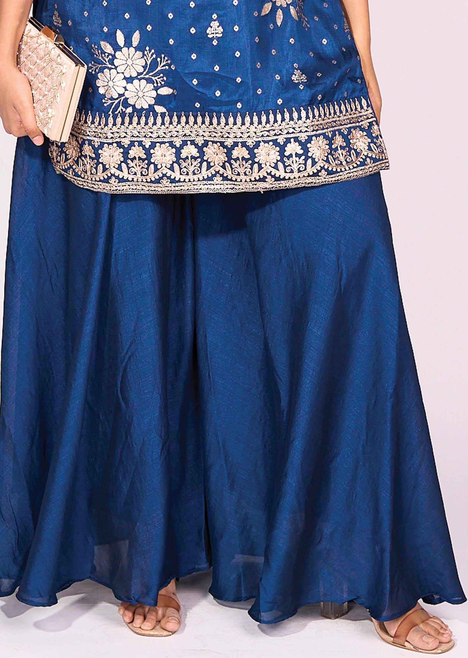 Blue Silk Sharara Set
