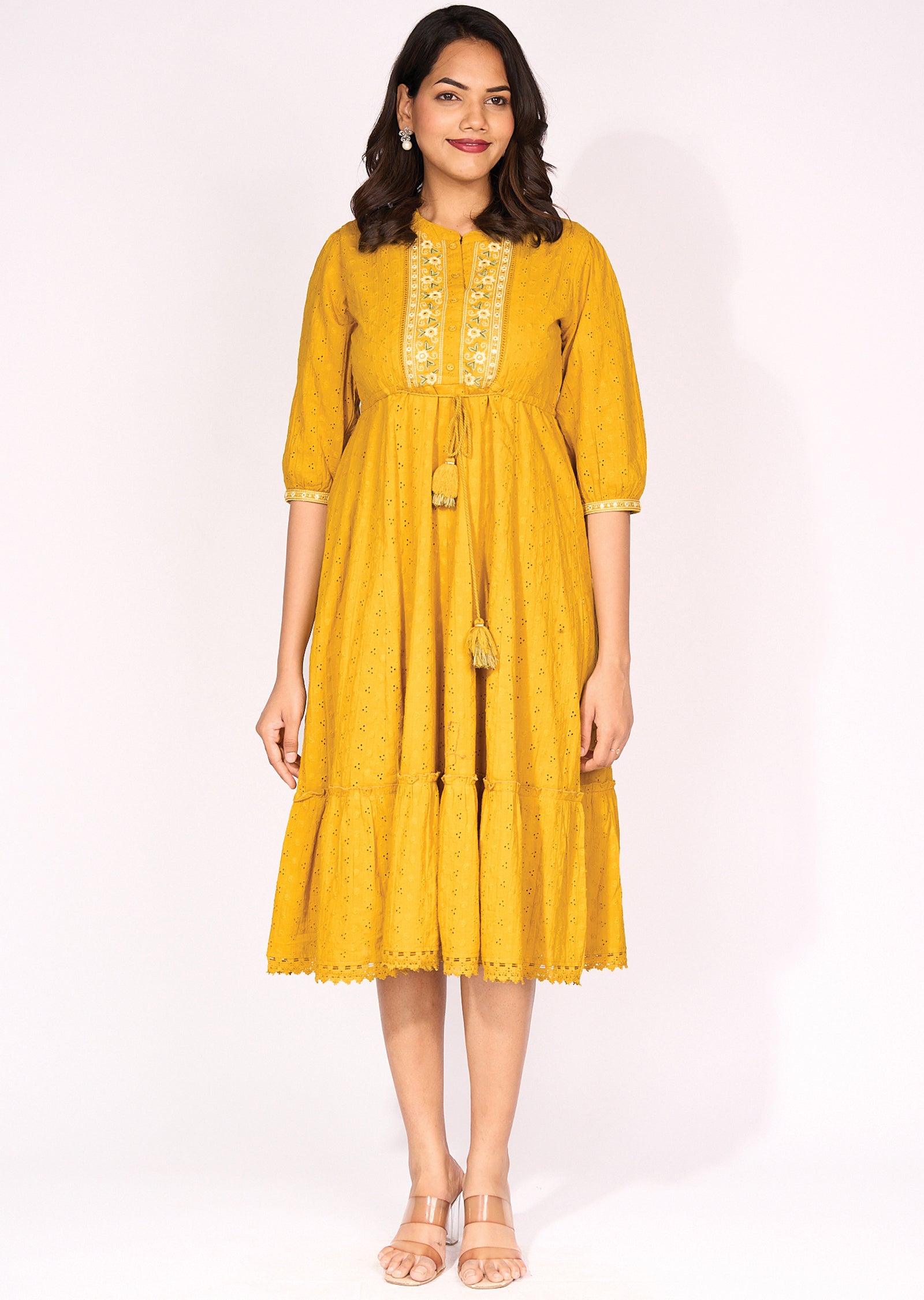 Yellow Cotton Frock Kurti
