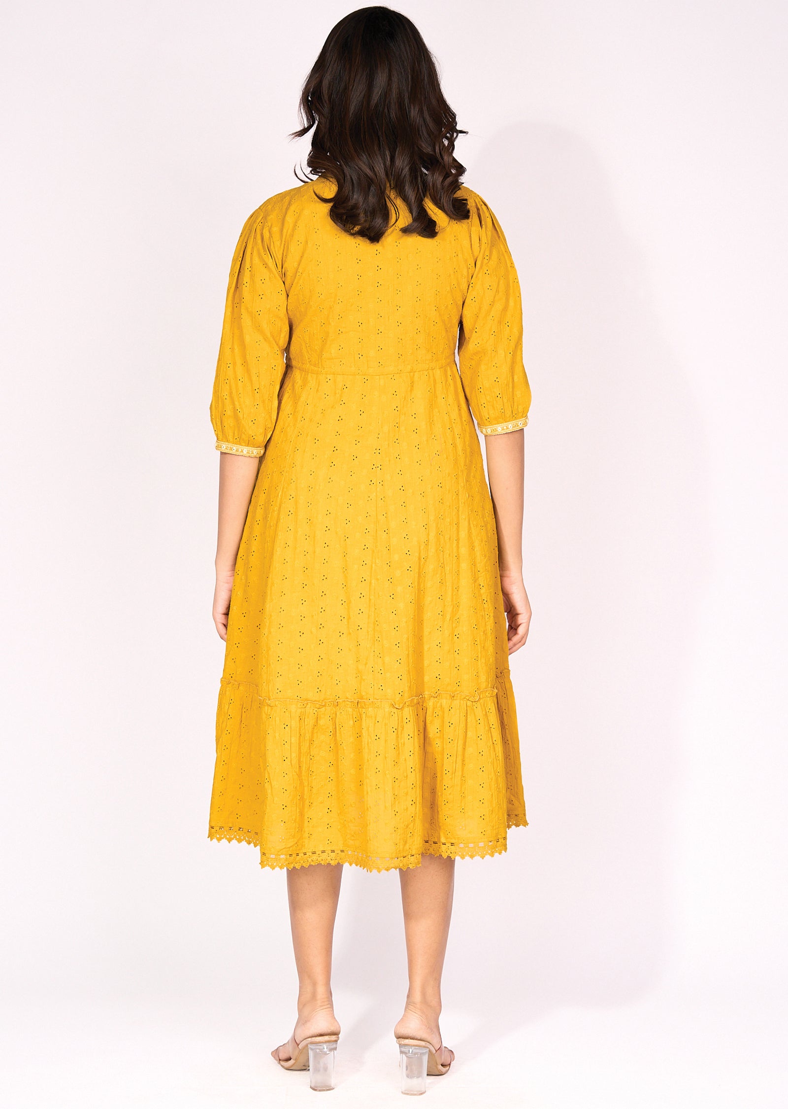 Yellow Cotton Frock Kurti
