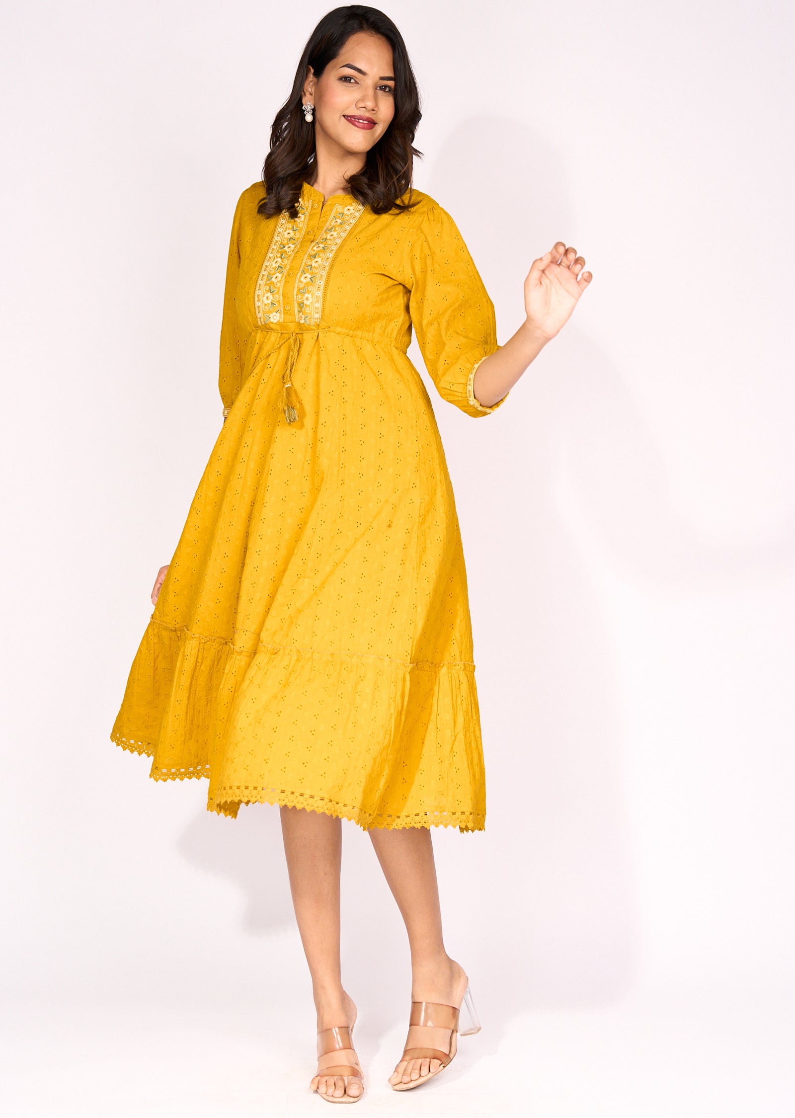 Yellow Cotton Frock Kurti