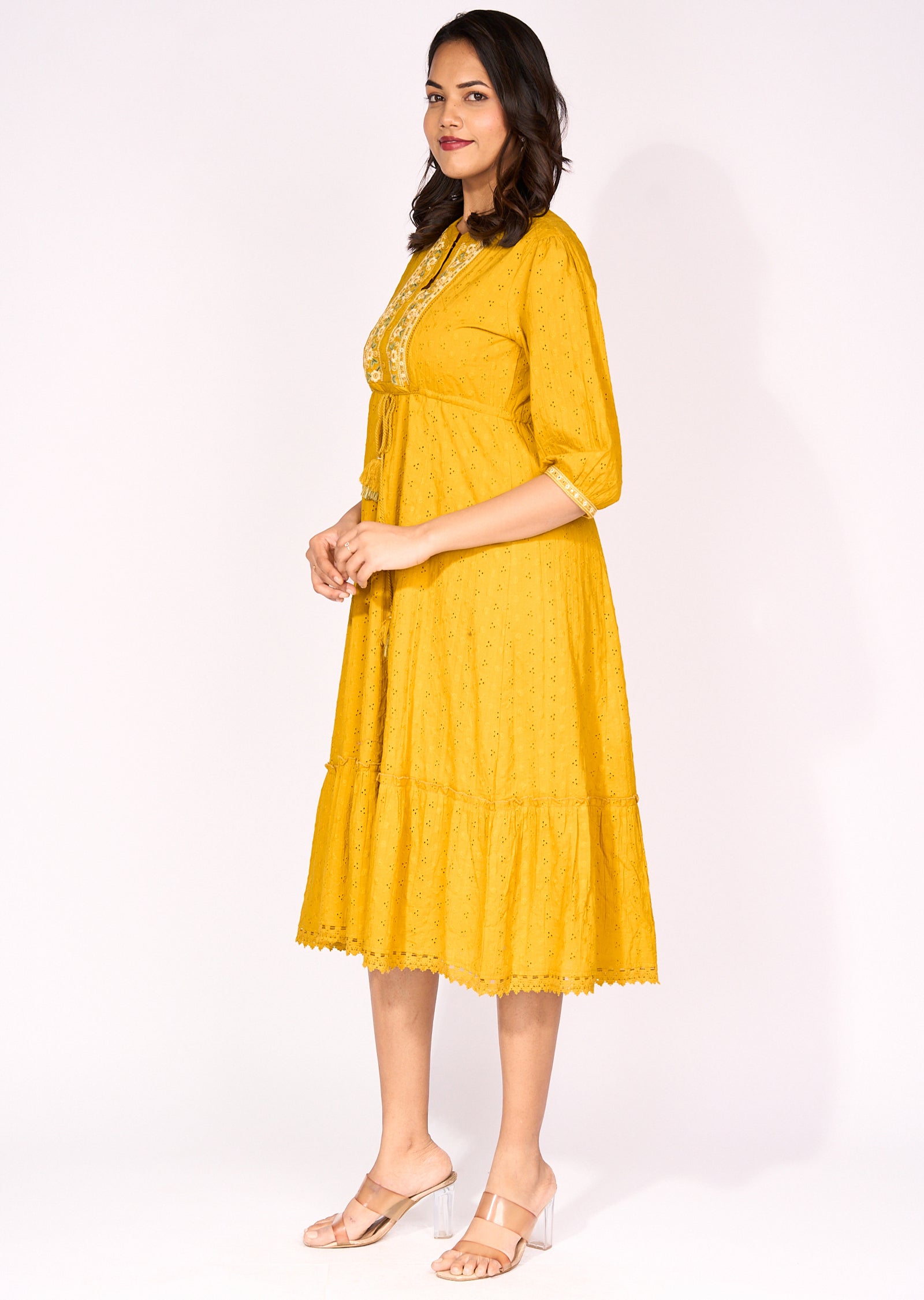 Yellow Cotton Frock Kurti