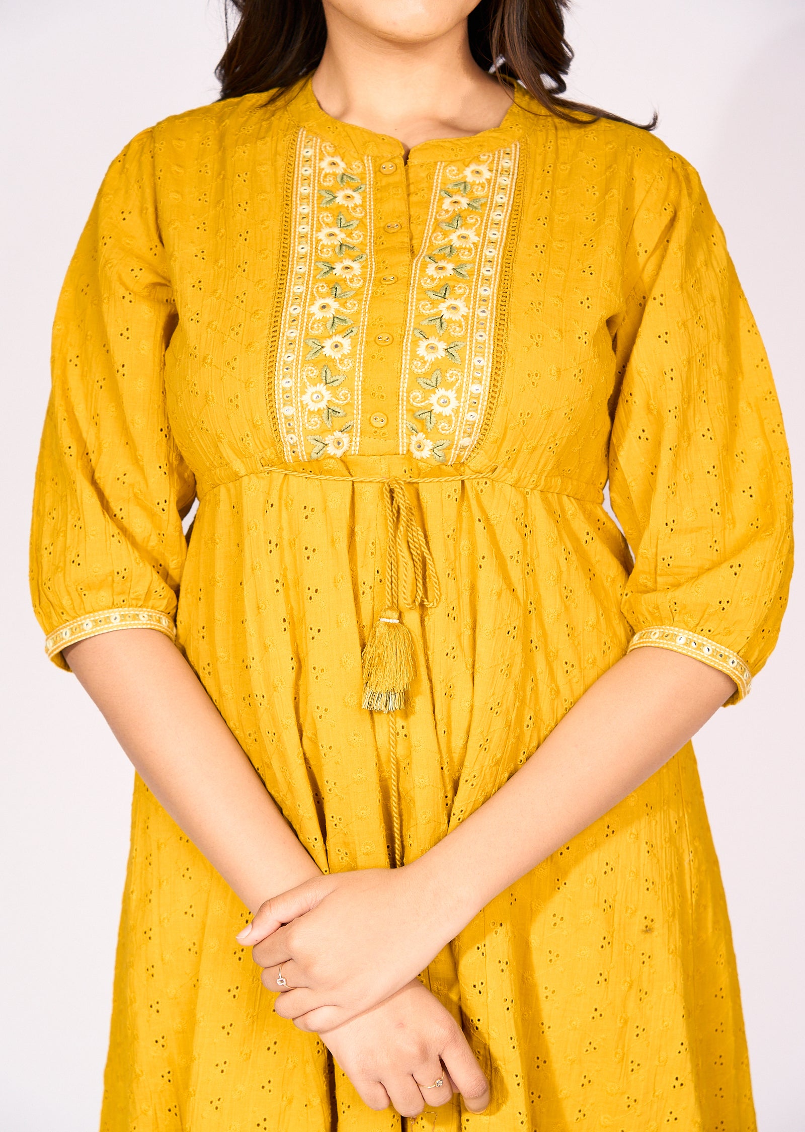 Yellow Cotton Frock Kurti