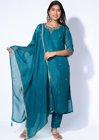 Rama Green Tissue Straight cut suit