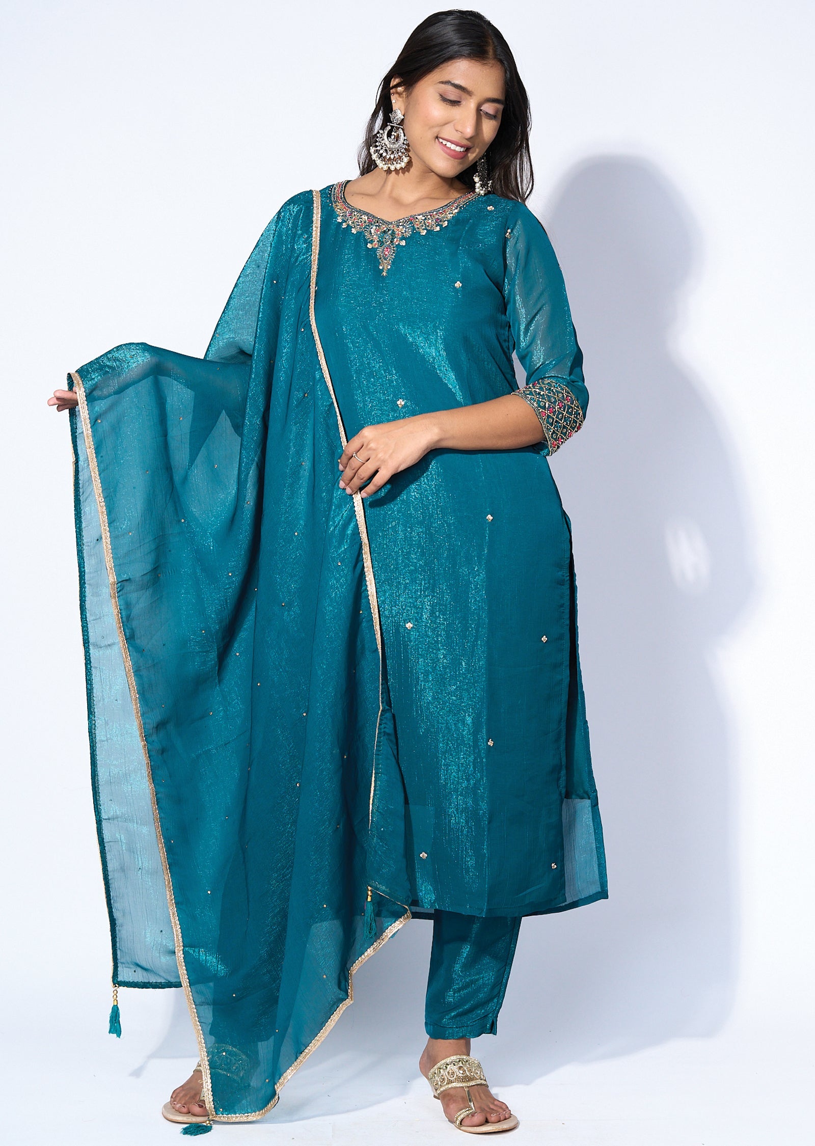 Rama Green Tissue Straight cut suit