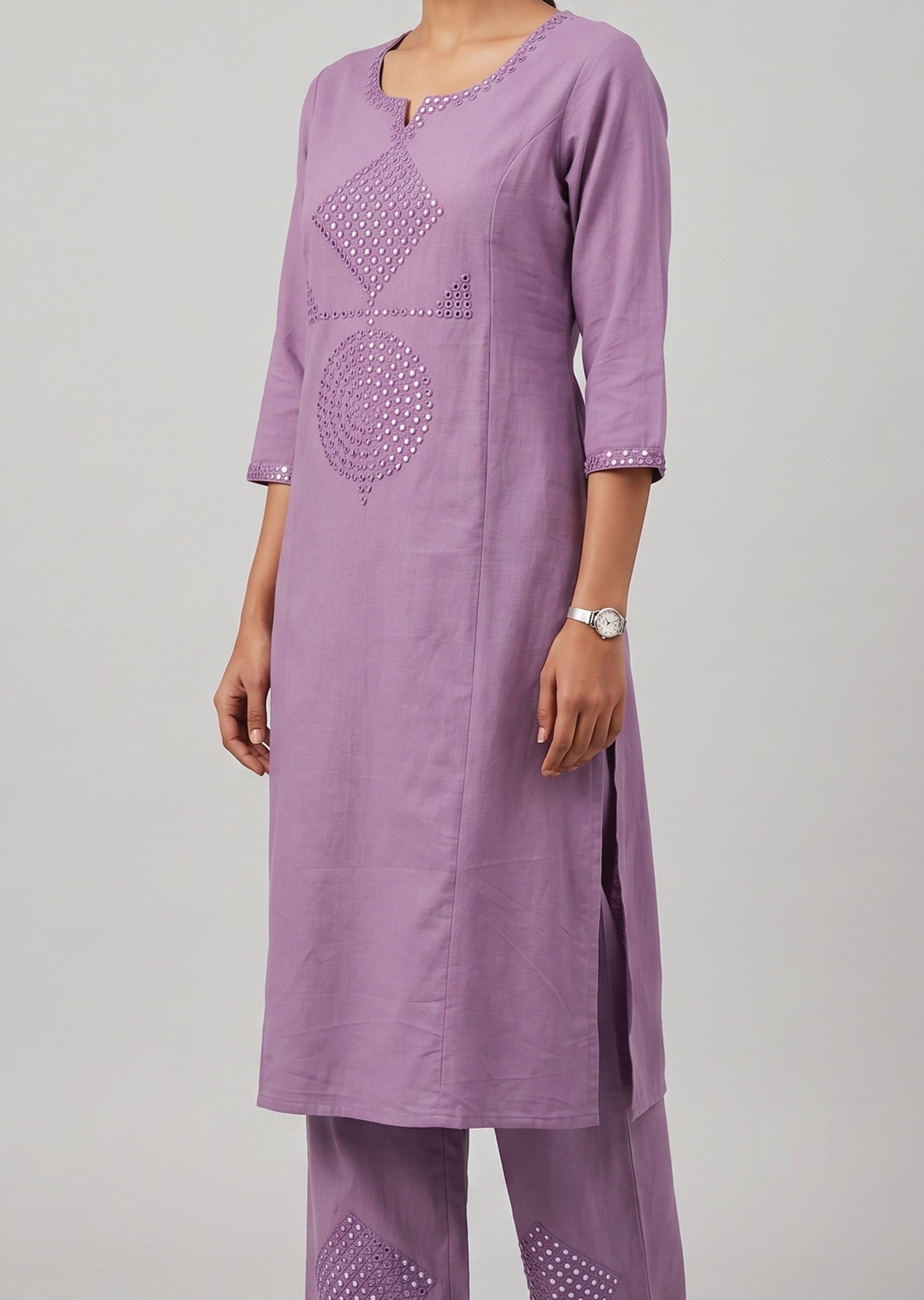 Dusty Purple Cotton Kurti Set