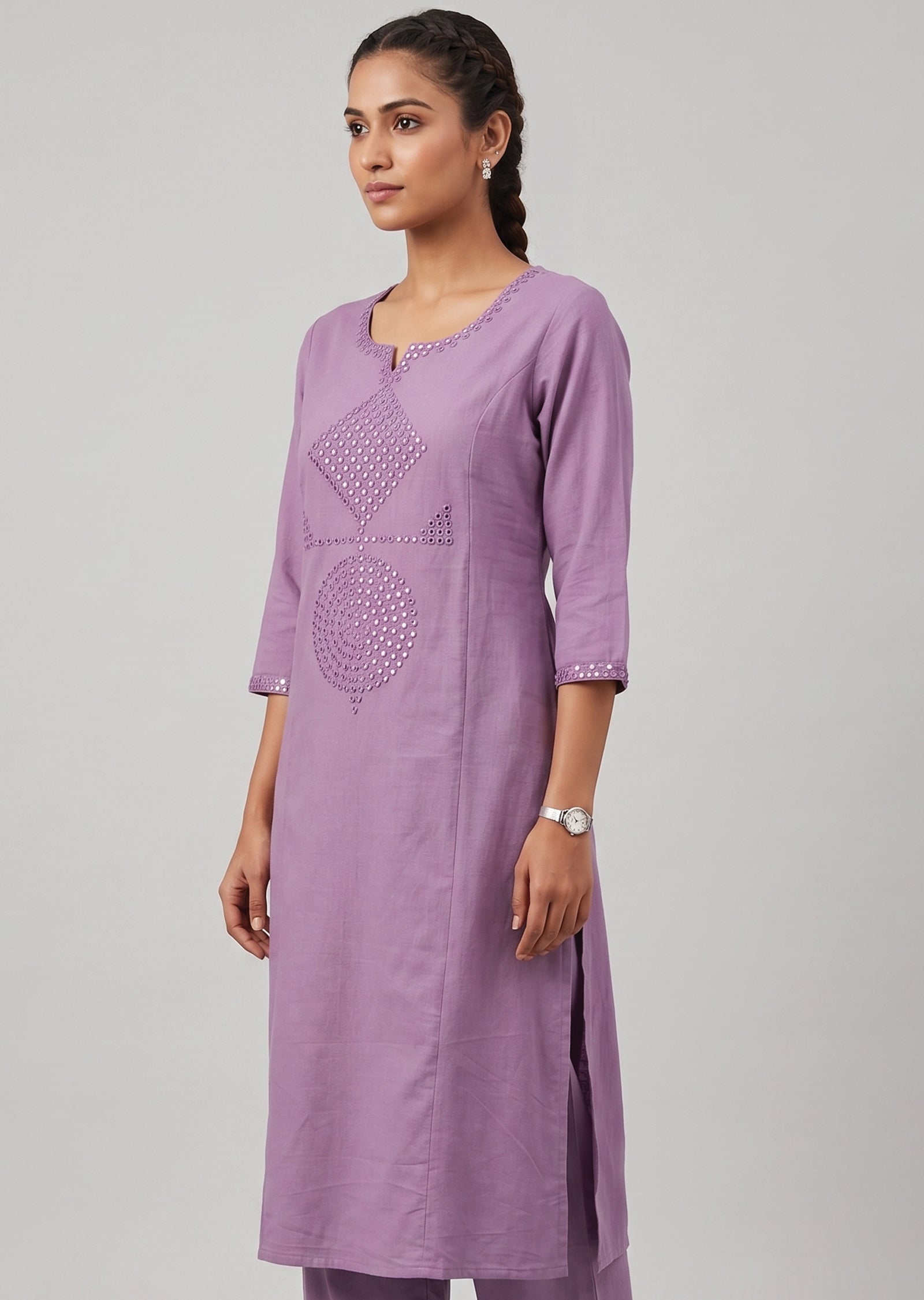 Dusty Purple Cotton Kurti Set