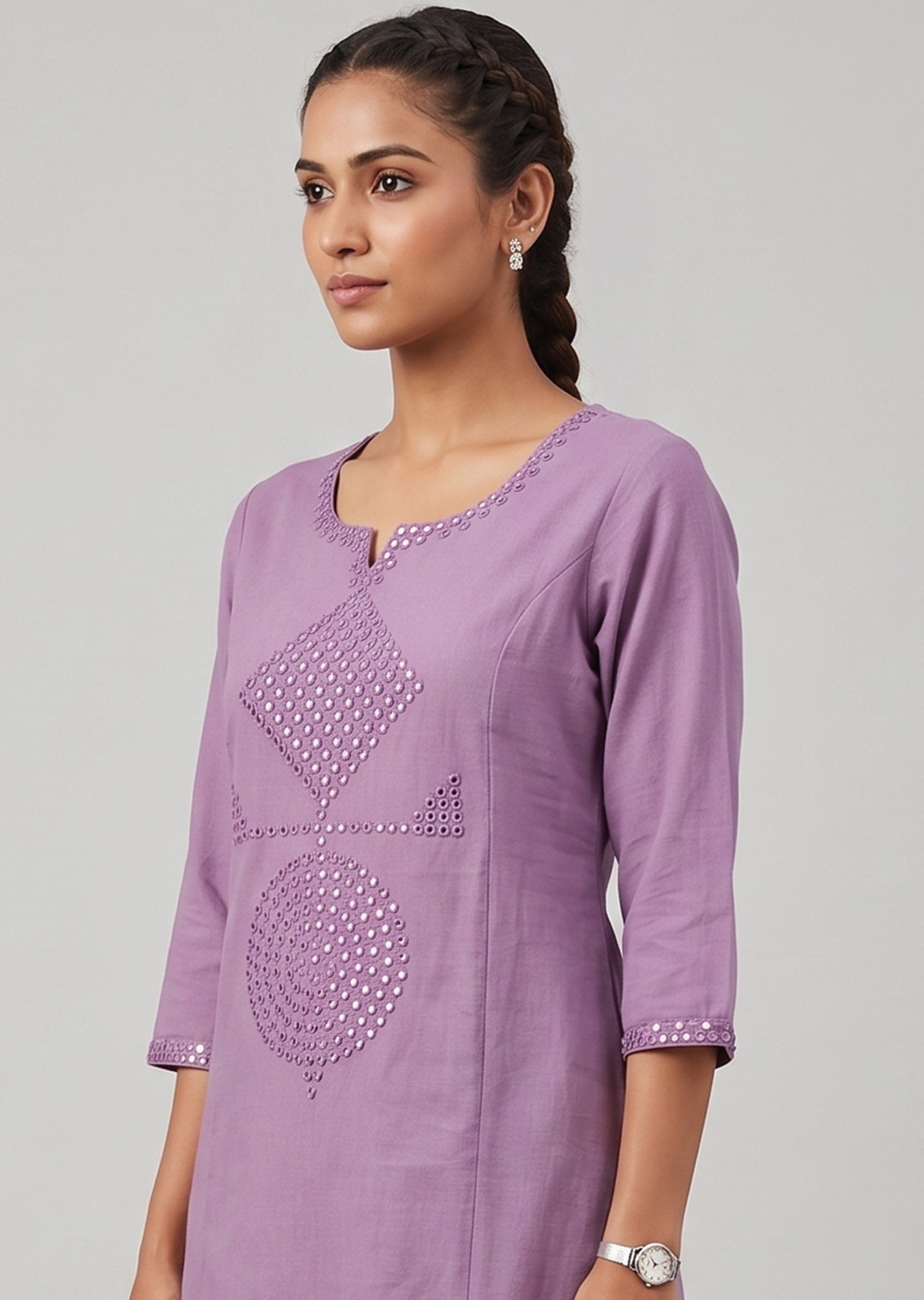 Dusty Purple Cotton Kurti Set