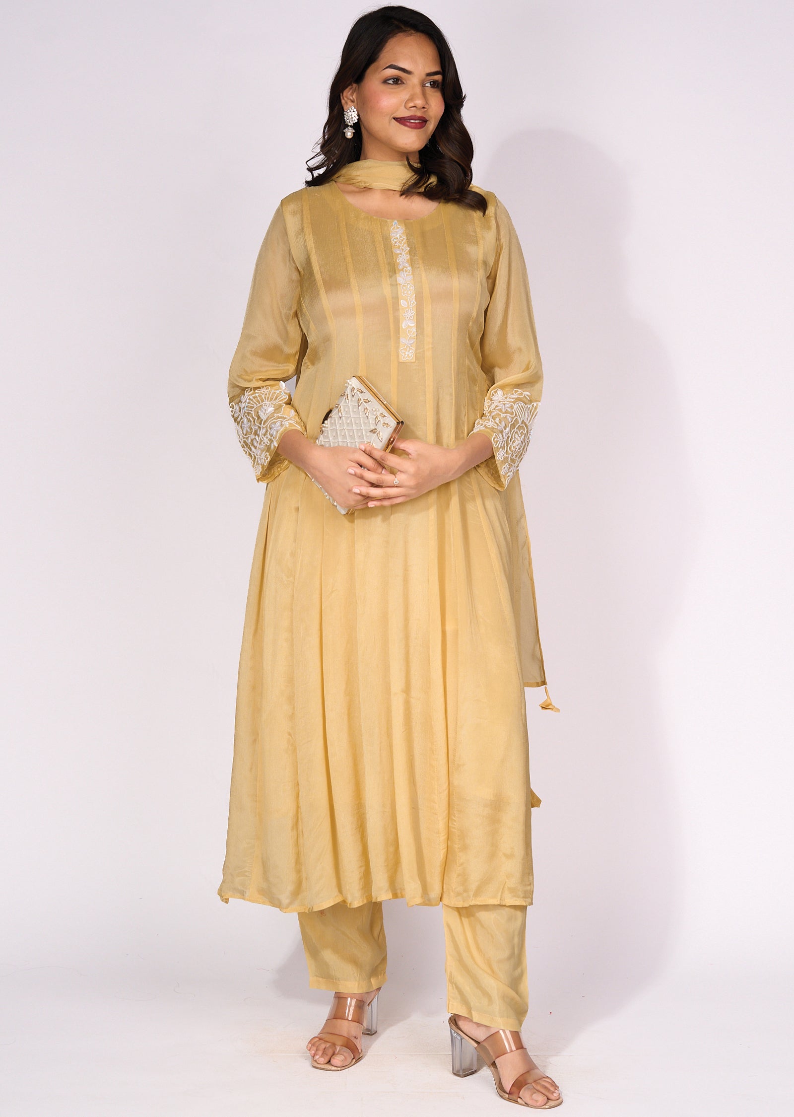 Yellow Silk Anarkali Suit