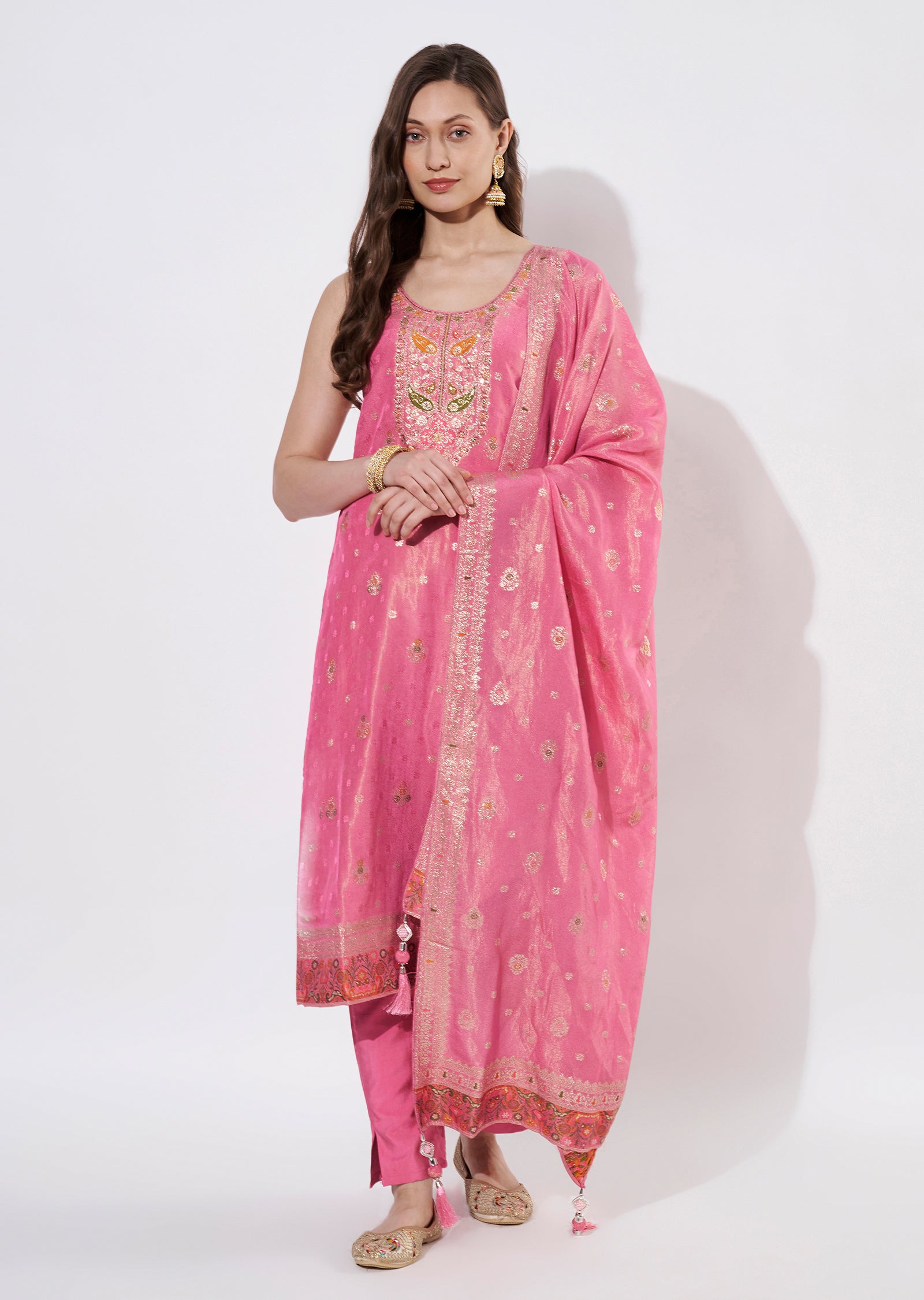 Pink Tissue Straight cut suit