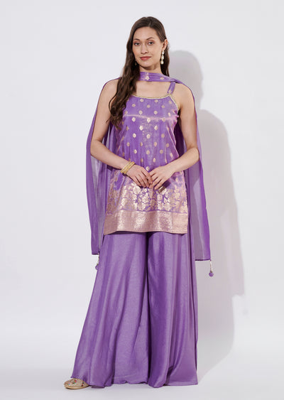 Lavender Tissue Sharara Set