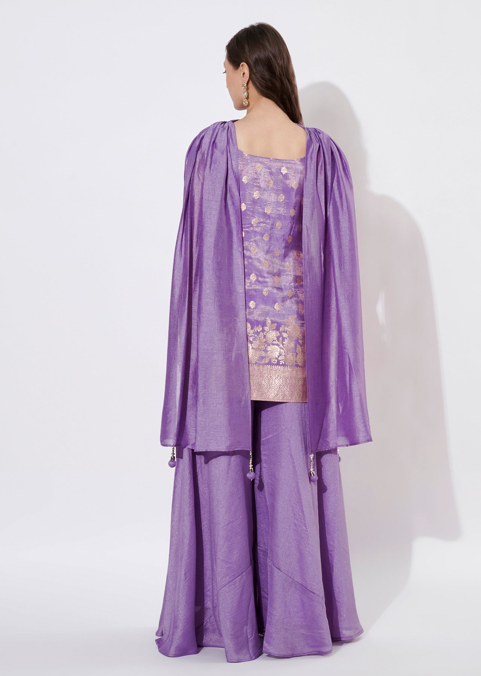 Lavender Tissue Sharara Set