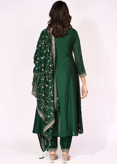 Green Silk Anarkali