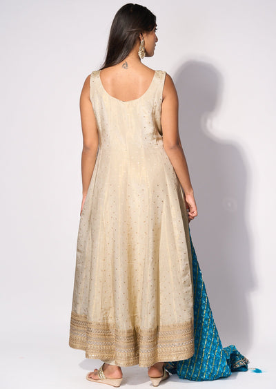 Rama blue Tissue Anarkali
