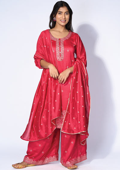 Pink Silk Sharara set