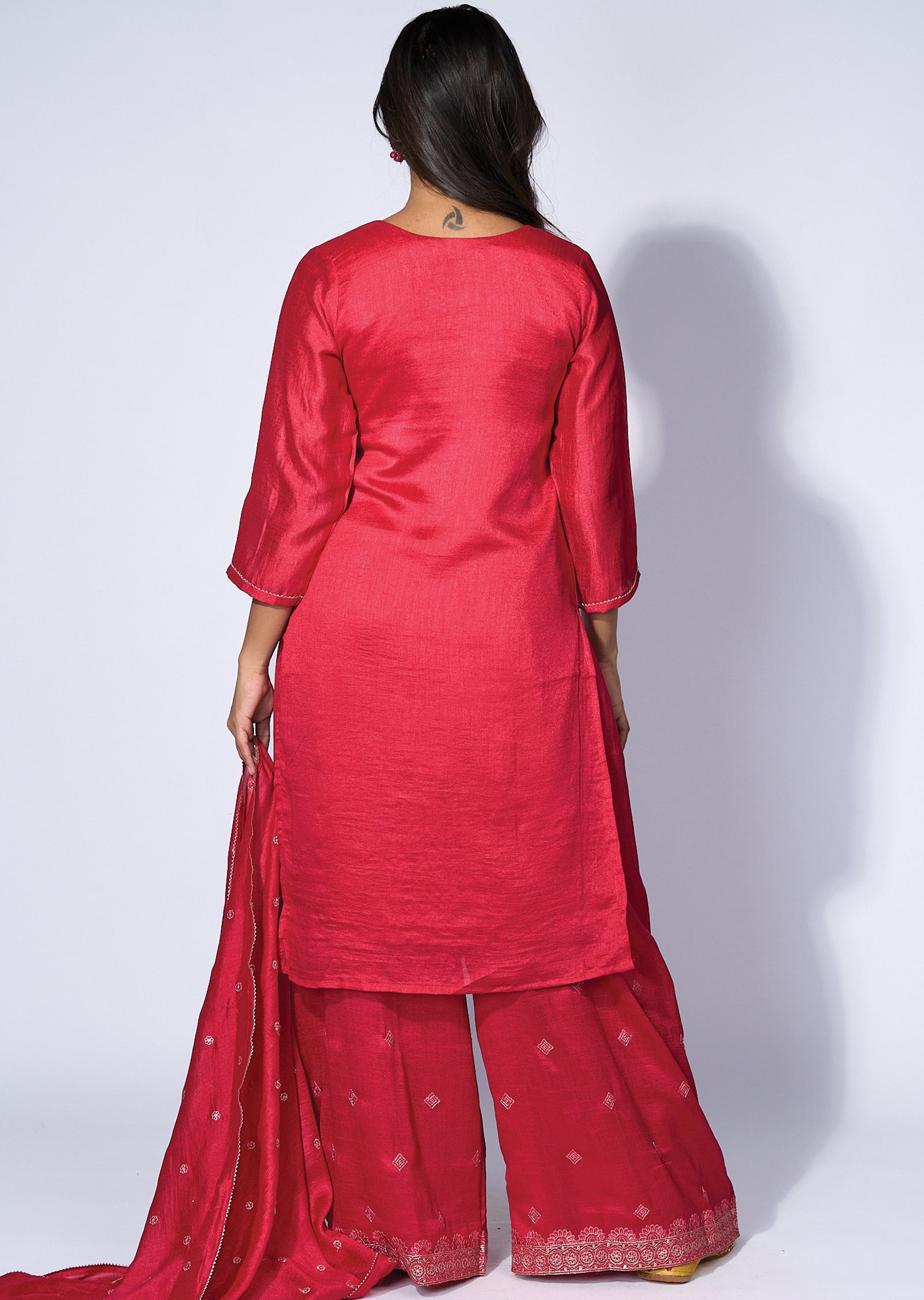 Pink Silk Sharara set