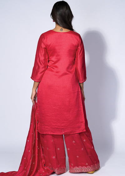 Pink Silk Sharara set