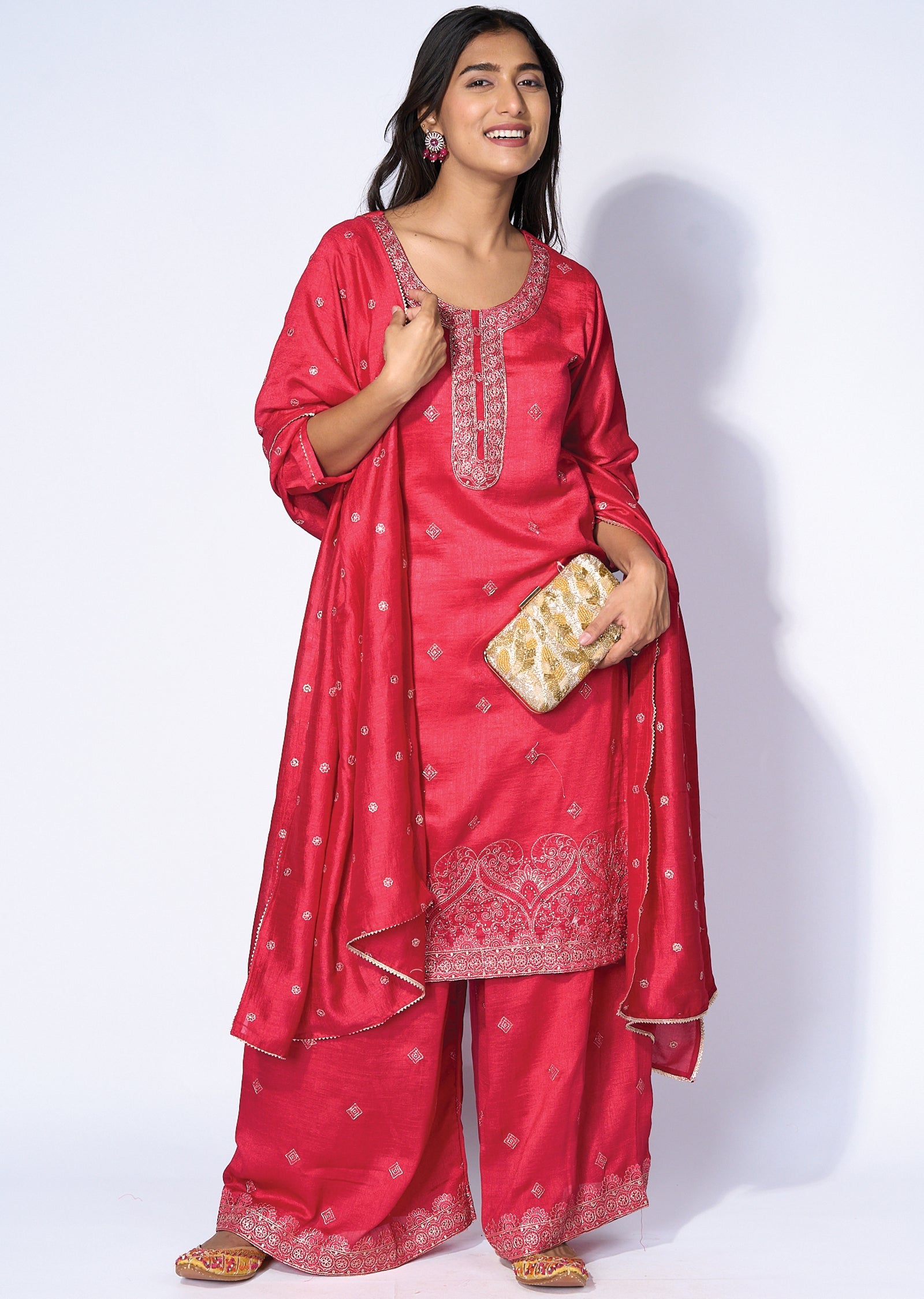 Pink Silk Sharara set