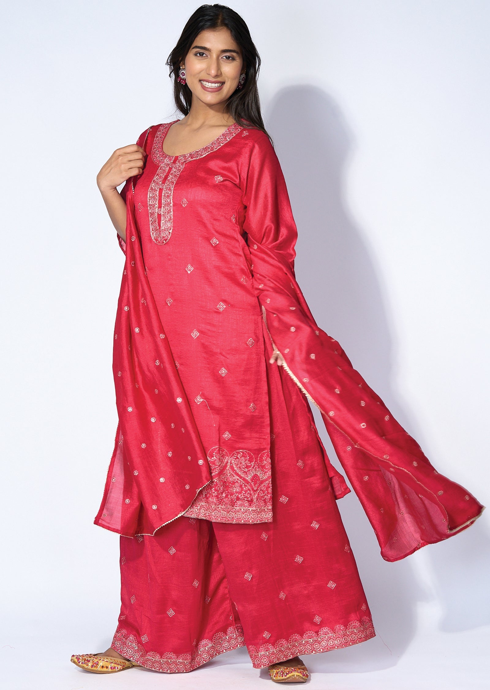 Pink Silk Sharara set