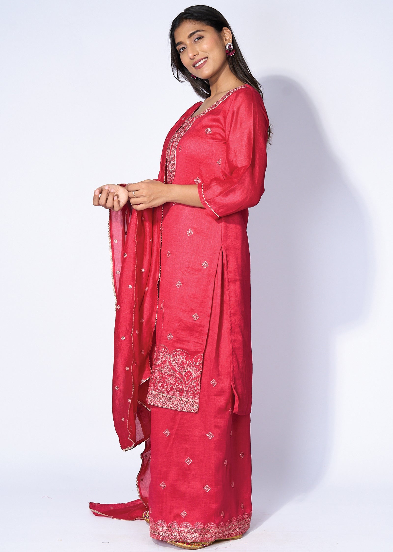 Pink Silk Sharara set