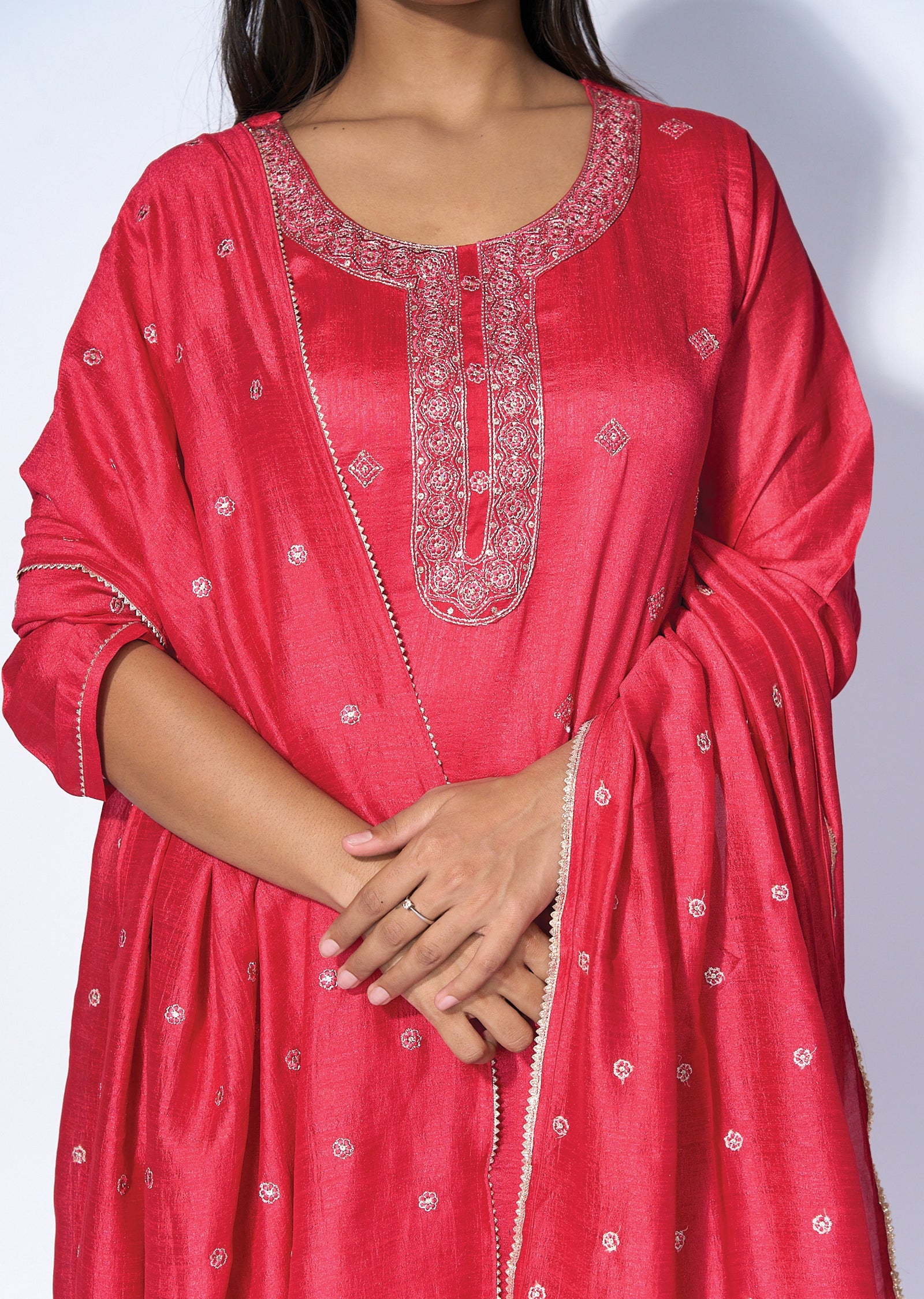 Pink Silk Sharara set