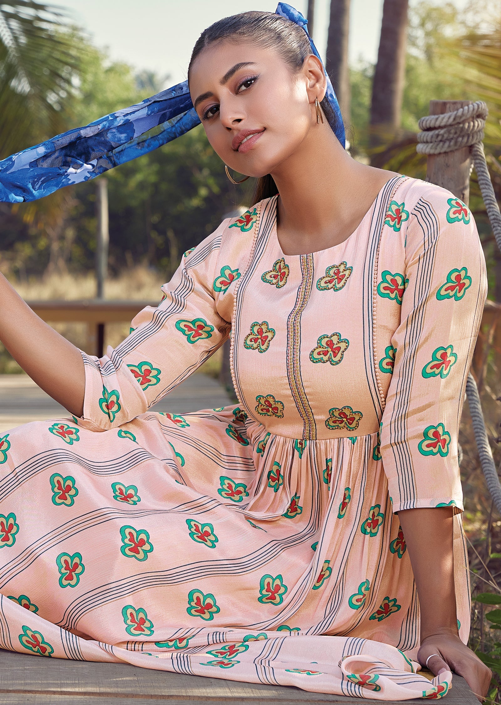 Pink Chinnon Long Kurti