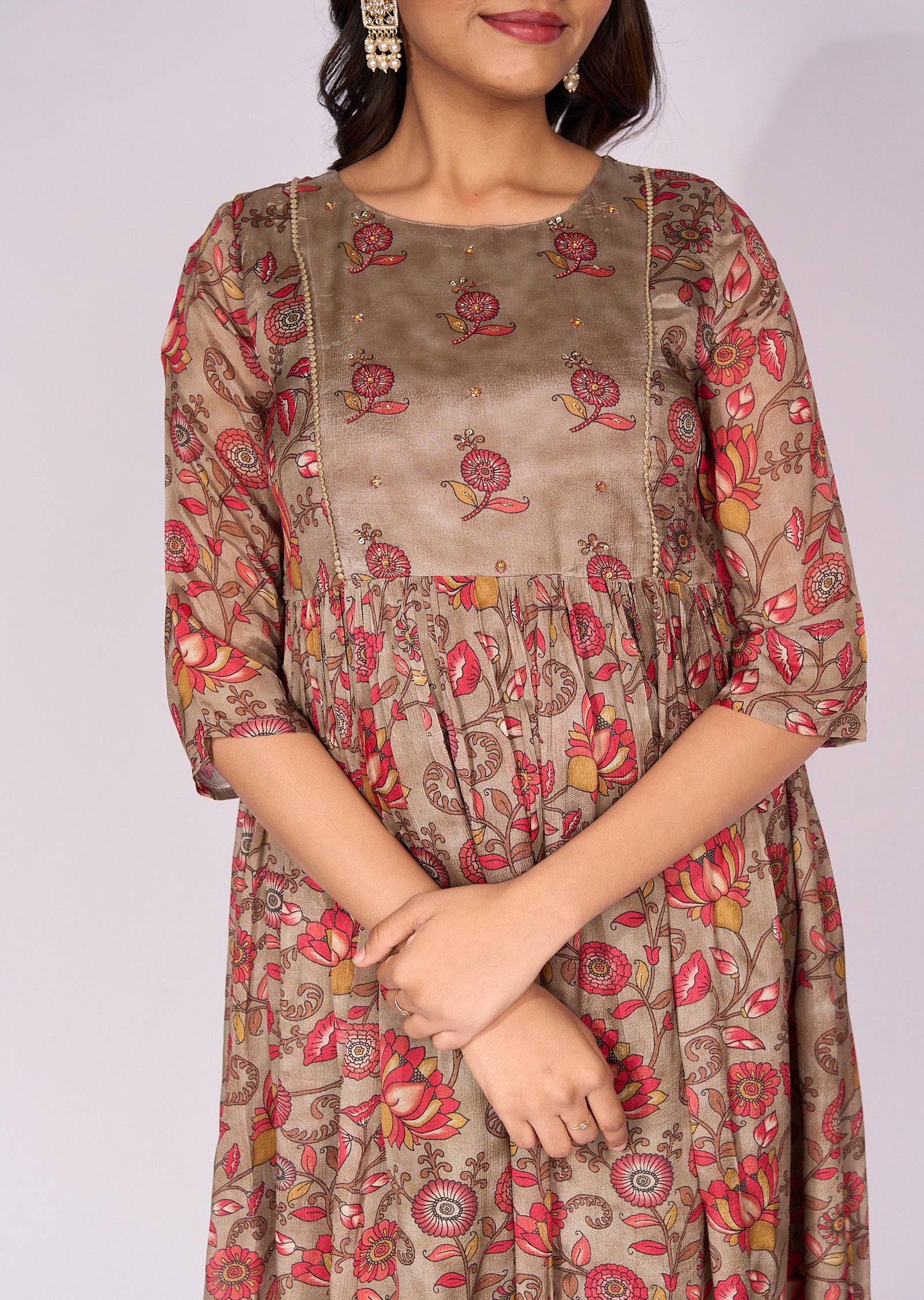 Brown Chinnon Long Kurti