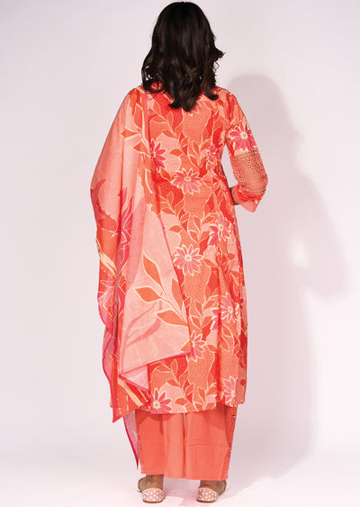 Coral Cotton Anarkali Suit