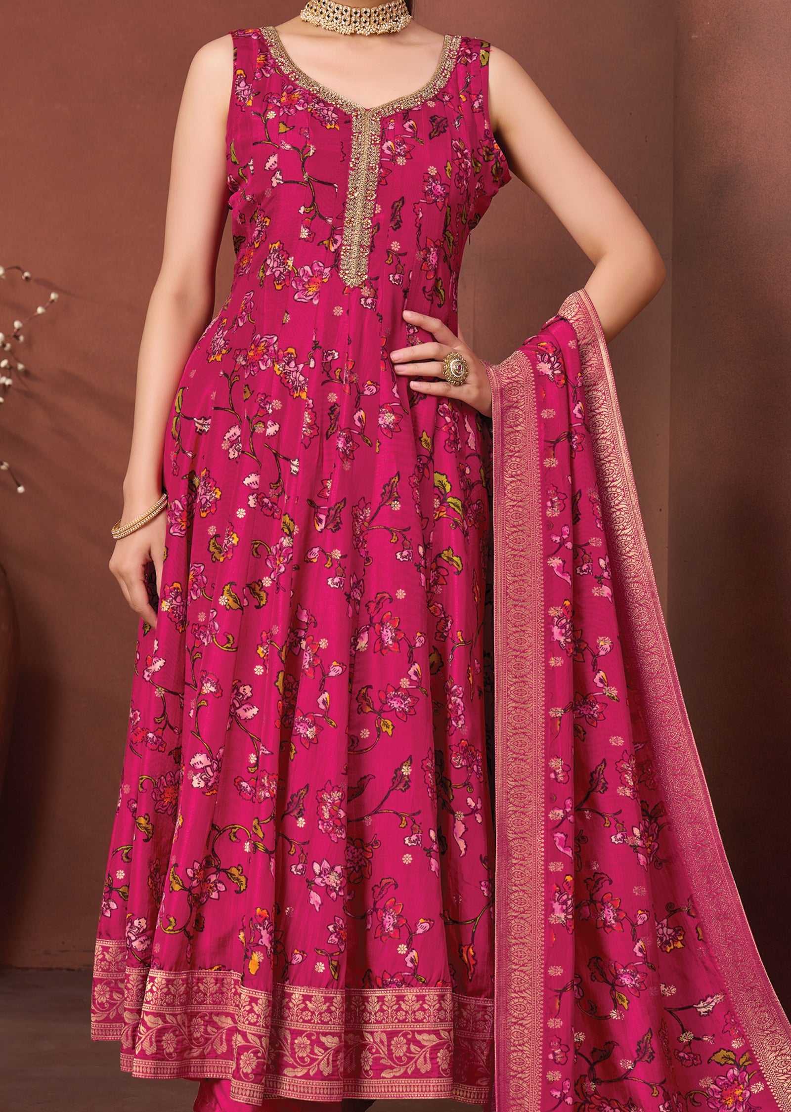 Pink Silk Anarkali Suit