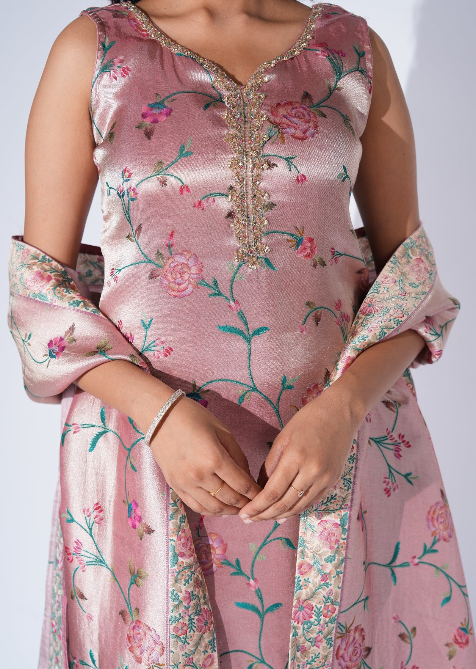 Pink Tissue Straight cut Suit