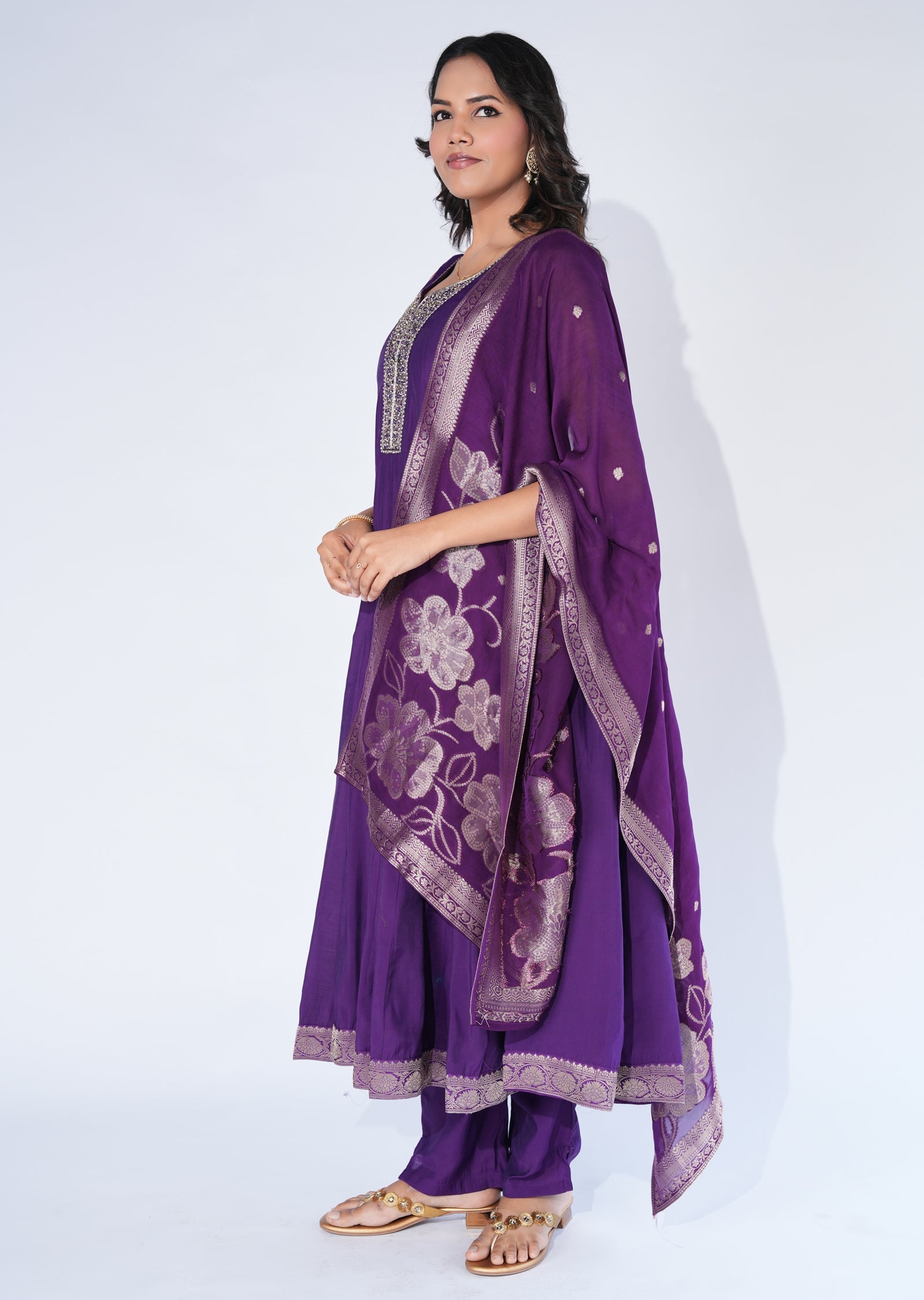 Purple Silk Anarkali Suit